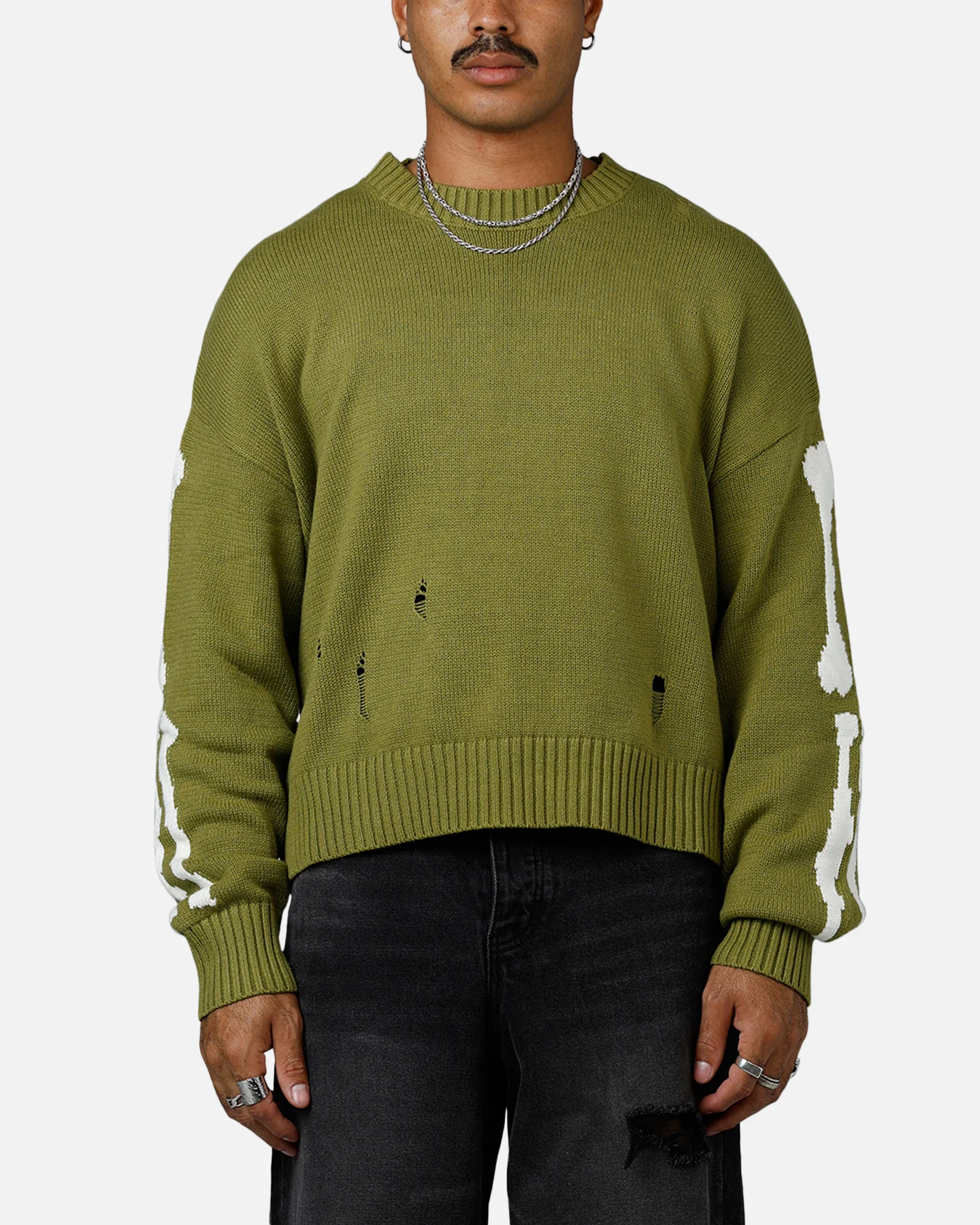 MNML Skeleton Knit Sweater Moss