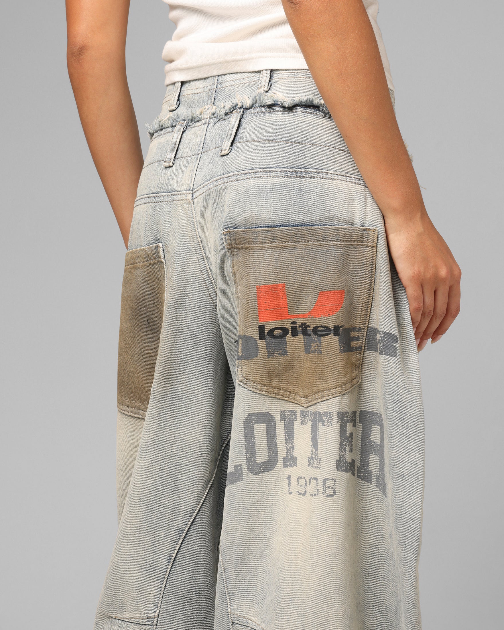 Loiter Layered Western Jeans Blue Wash