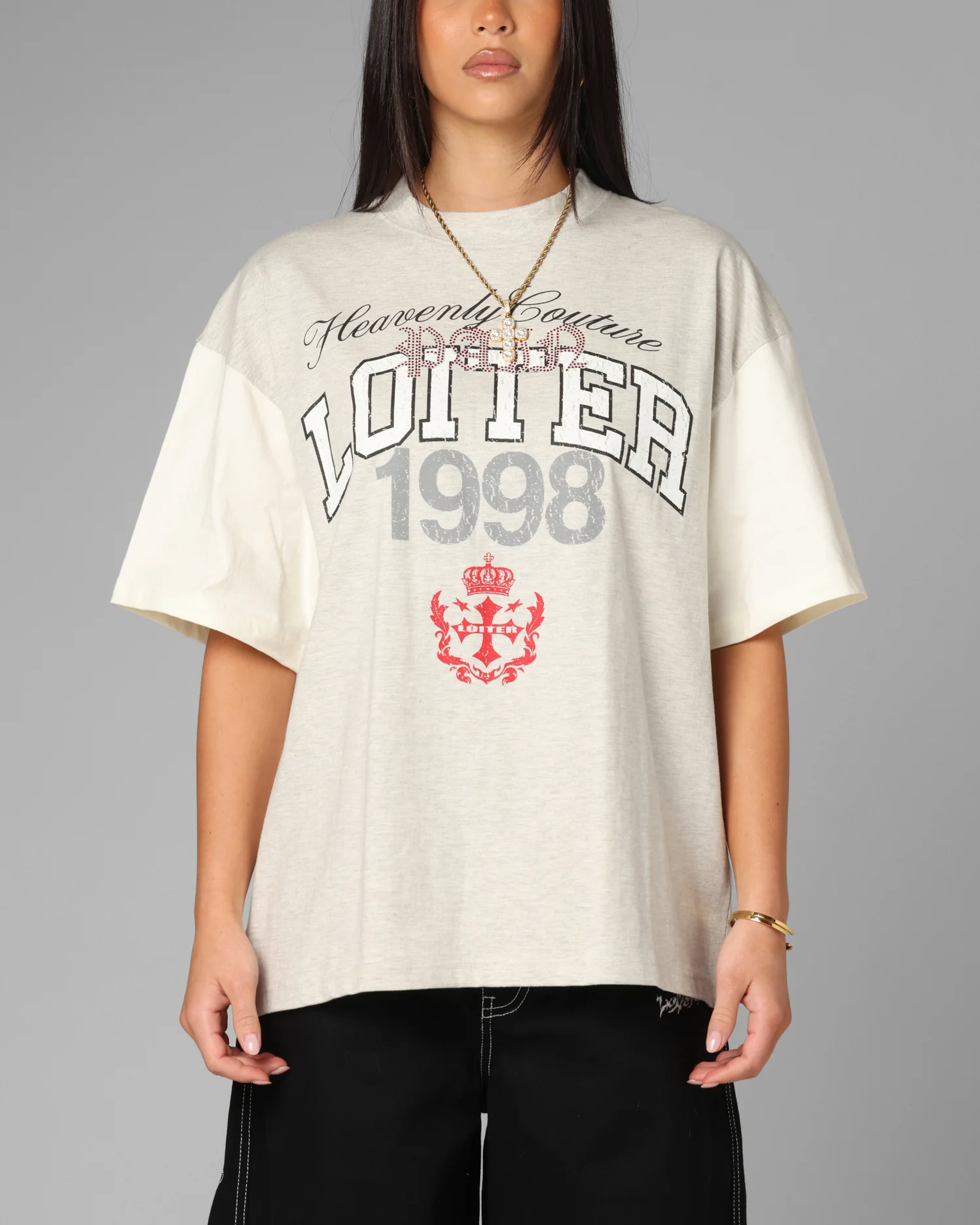 Loiter Drop Out Vintage T-Shirt Grey/White