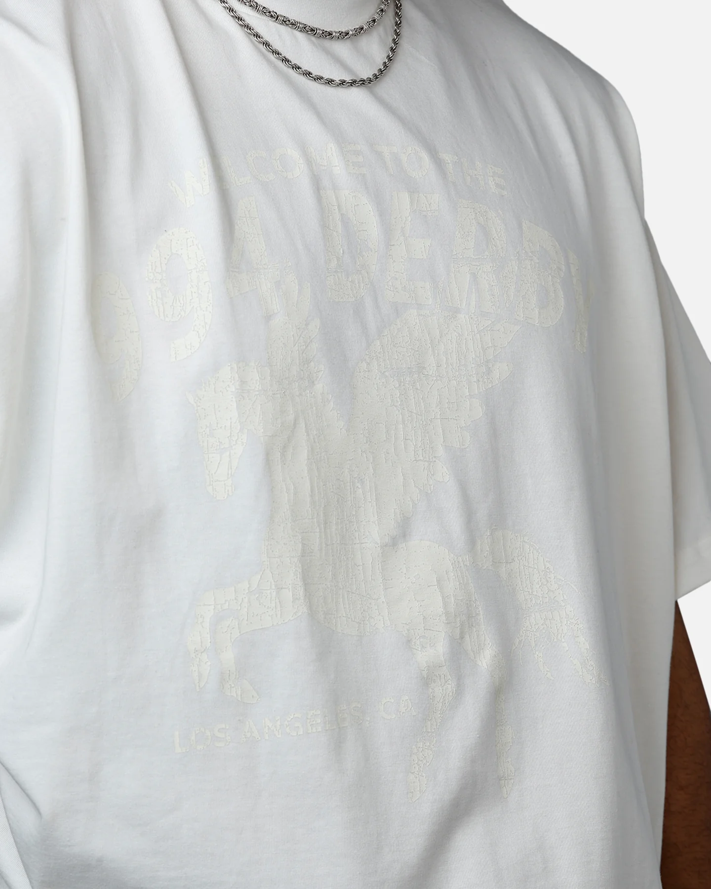 MNML Moth Eaten Cropped T-Shirt White