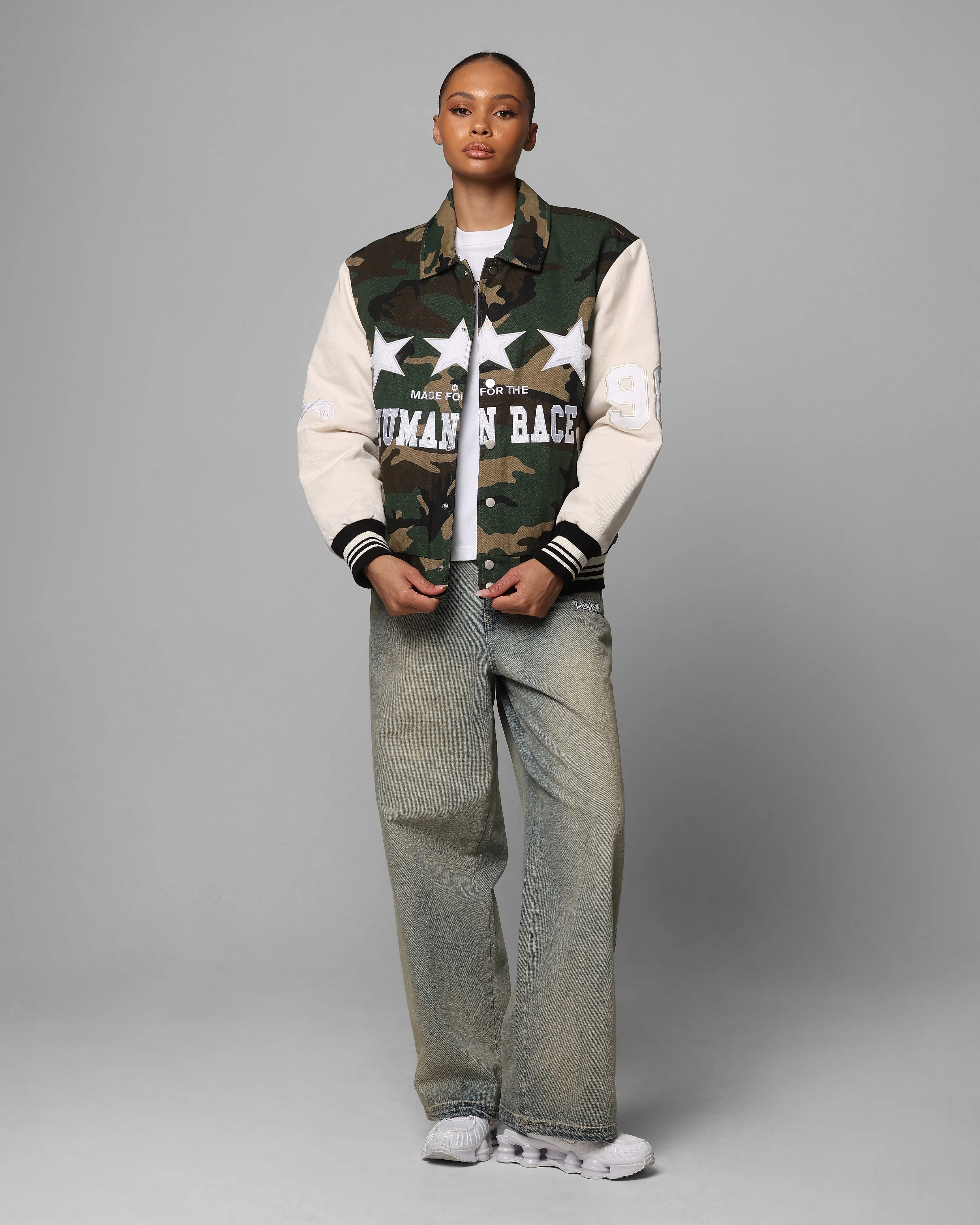 Loiter Star Child Varsity Jacket Woodland Camo
