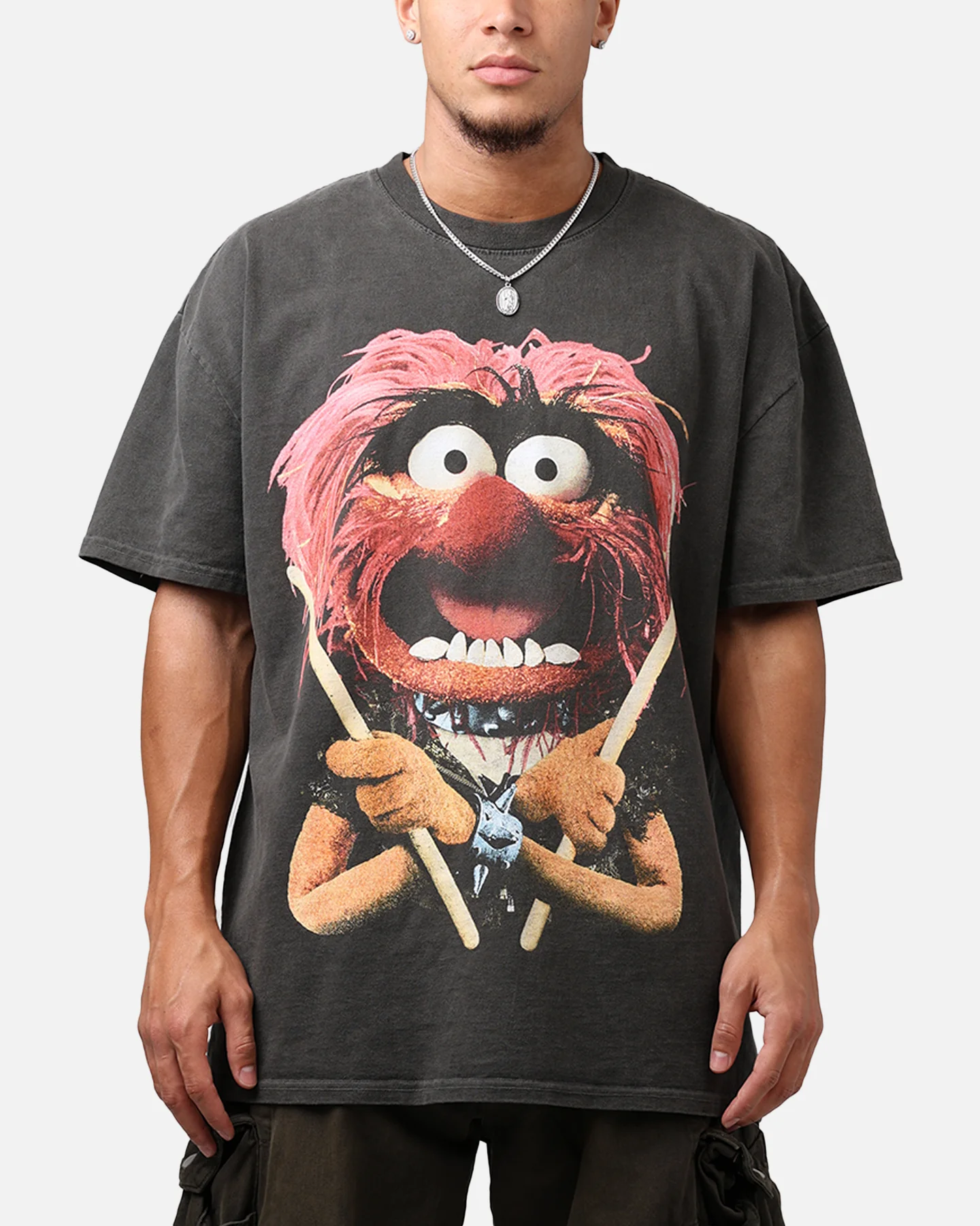 73Studio Disney The Muppets Animal Heavyweight T-Shirt Black Wash