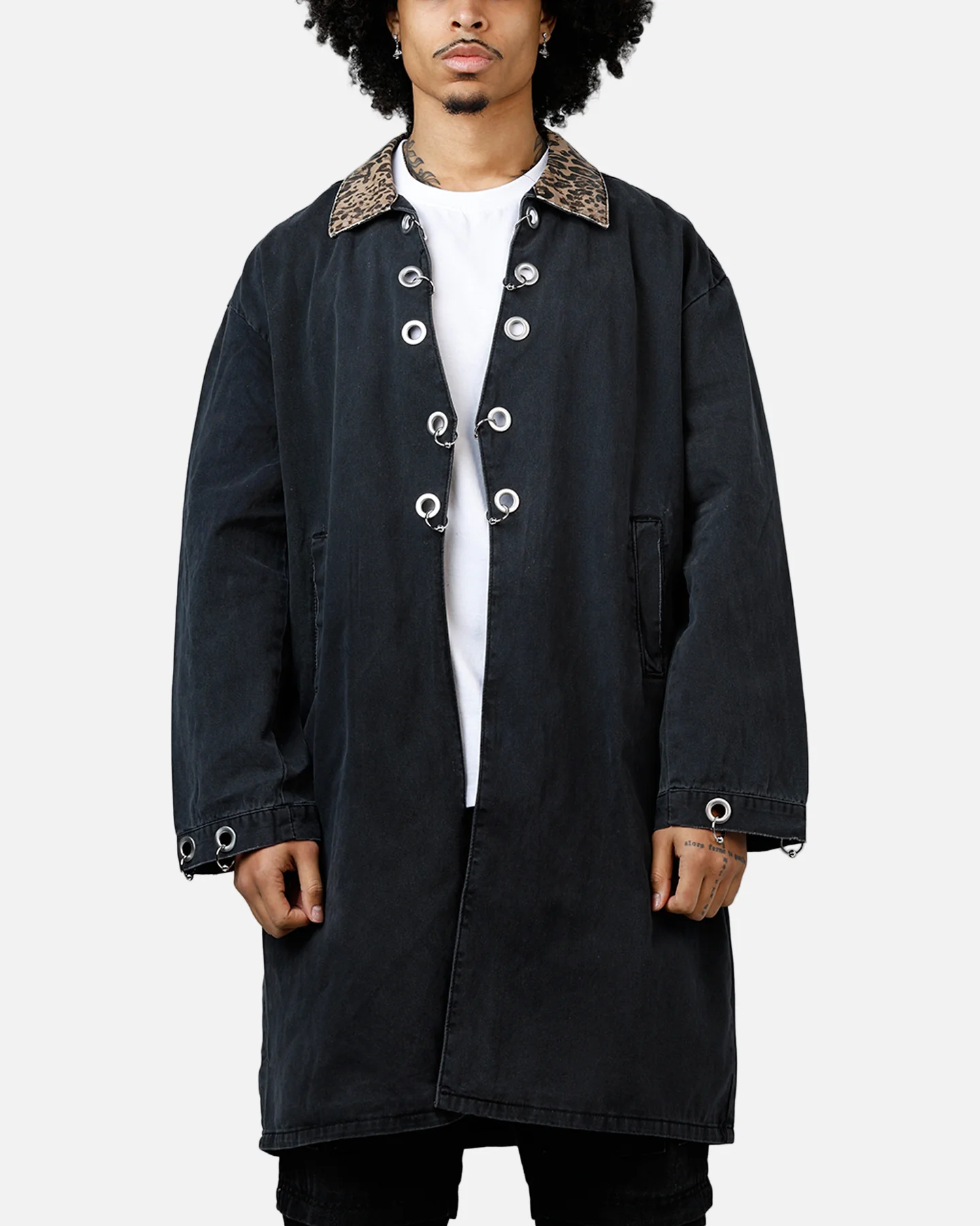 MNML Rusted Trench Coat Jacket Black