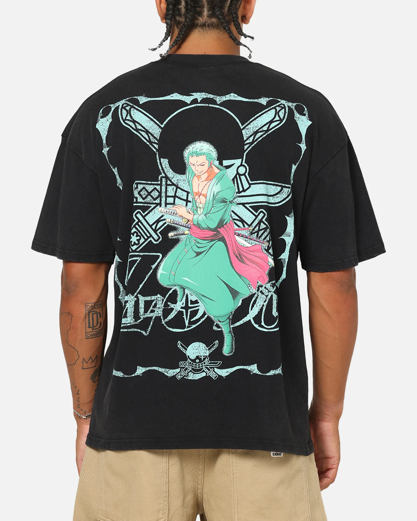 73Studio X One Piece Zoro Vintage T-Shirt Off Black
