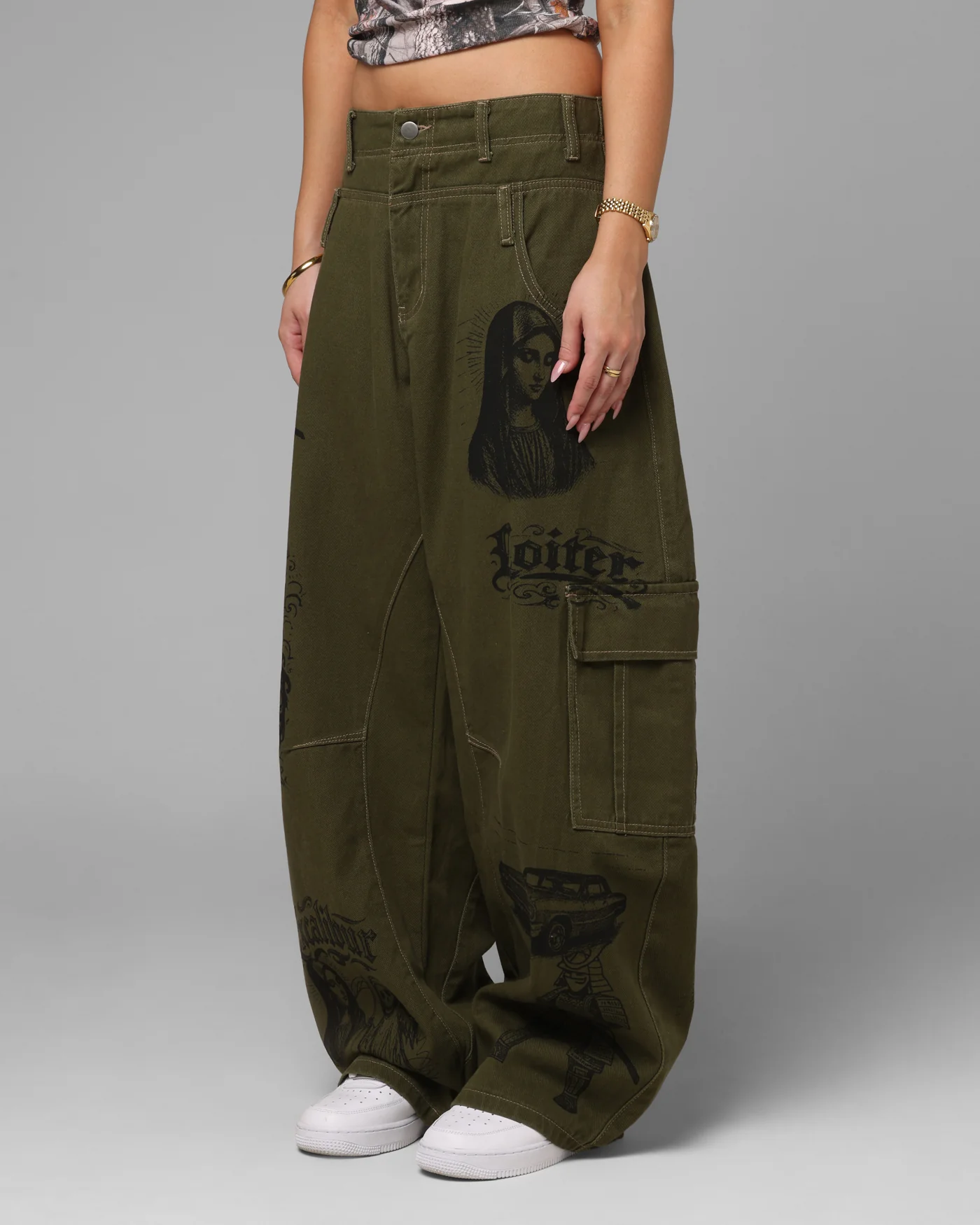 Loiter Layered Holy Fire Cargo Pants Khaki