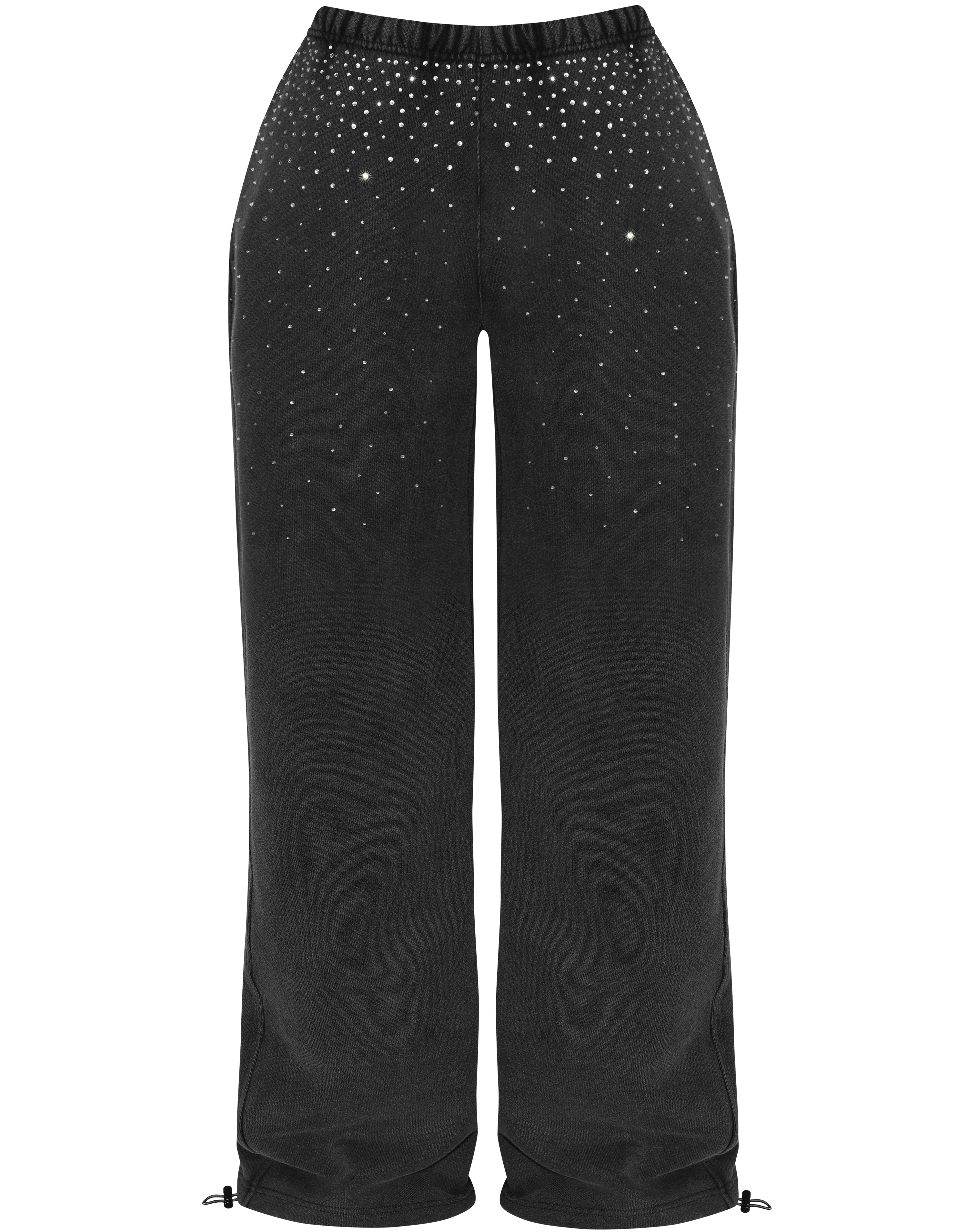 SIGN UP - Rhinestone Black Wash Sweatpants