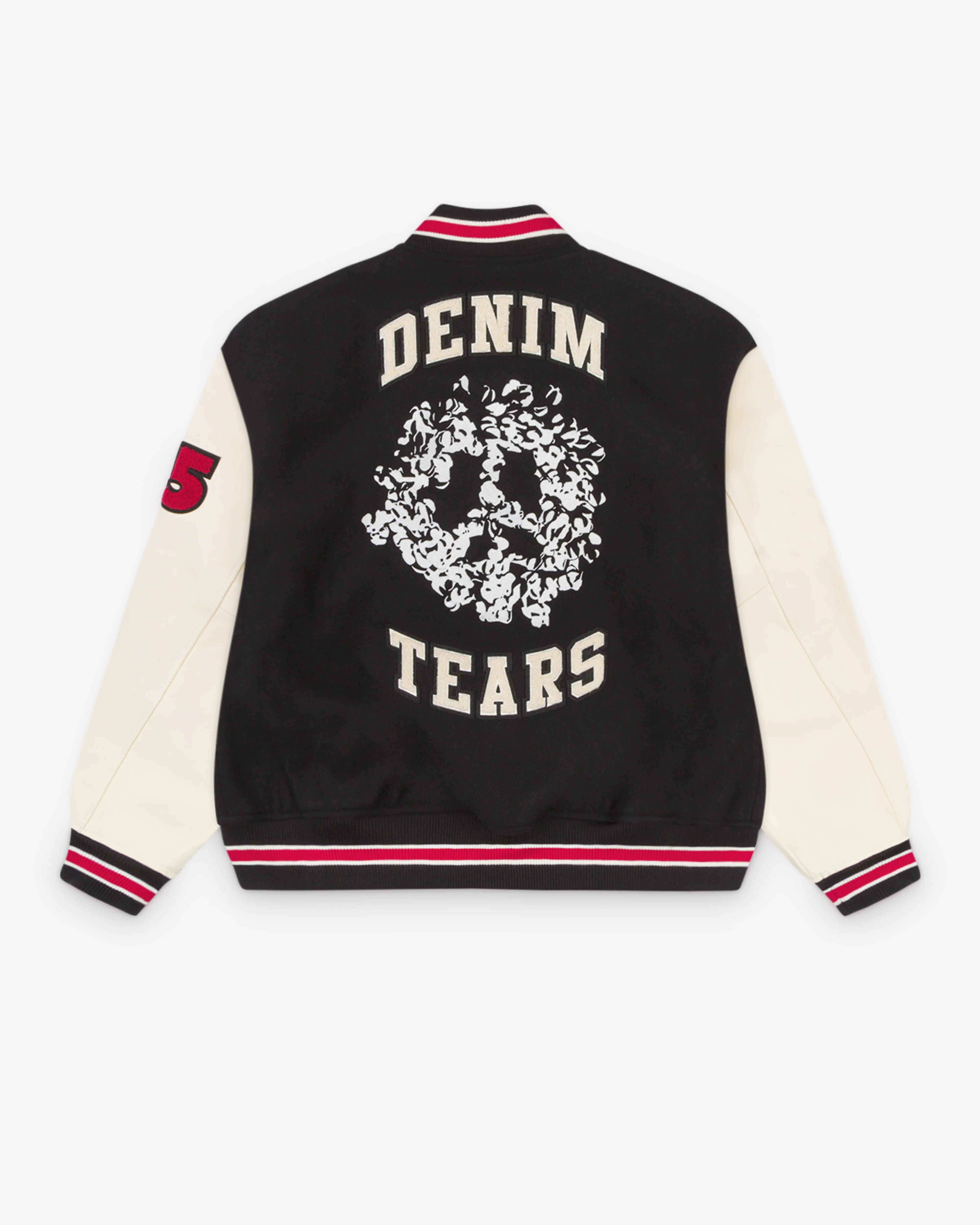 Denim Tears - Men's Peace Wreath Varsity Jacket - (Black/White)