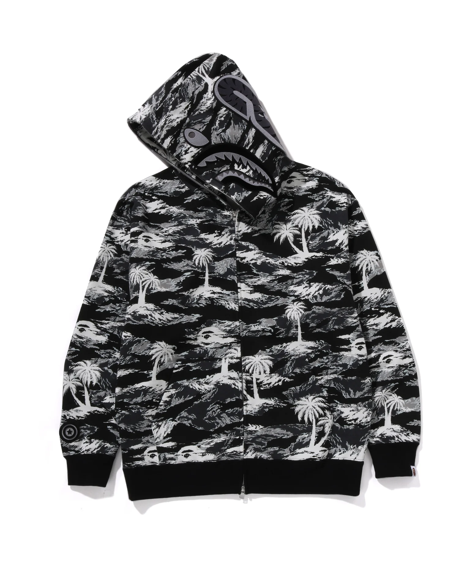 Palm Tree Camo Relaxed Fit Shark Full Zip Hoodie