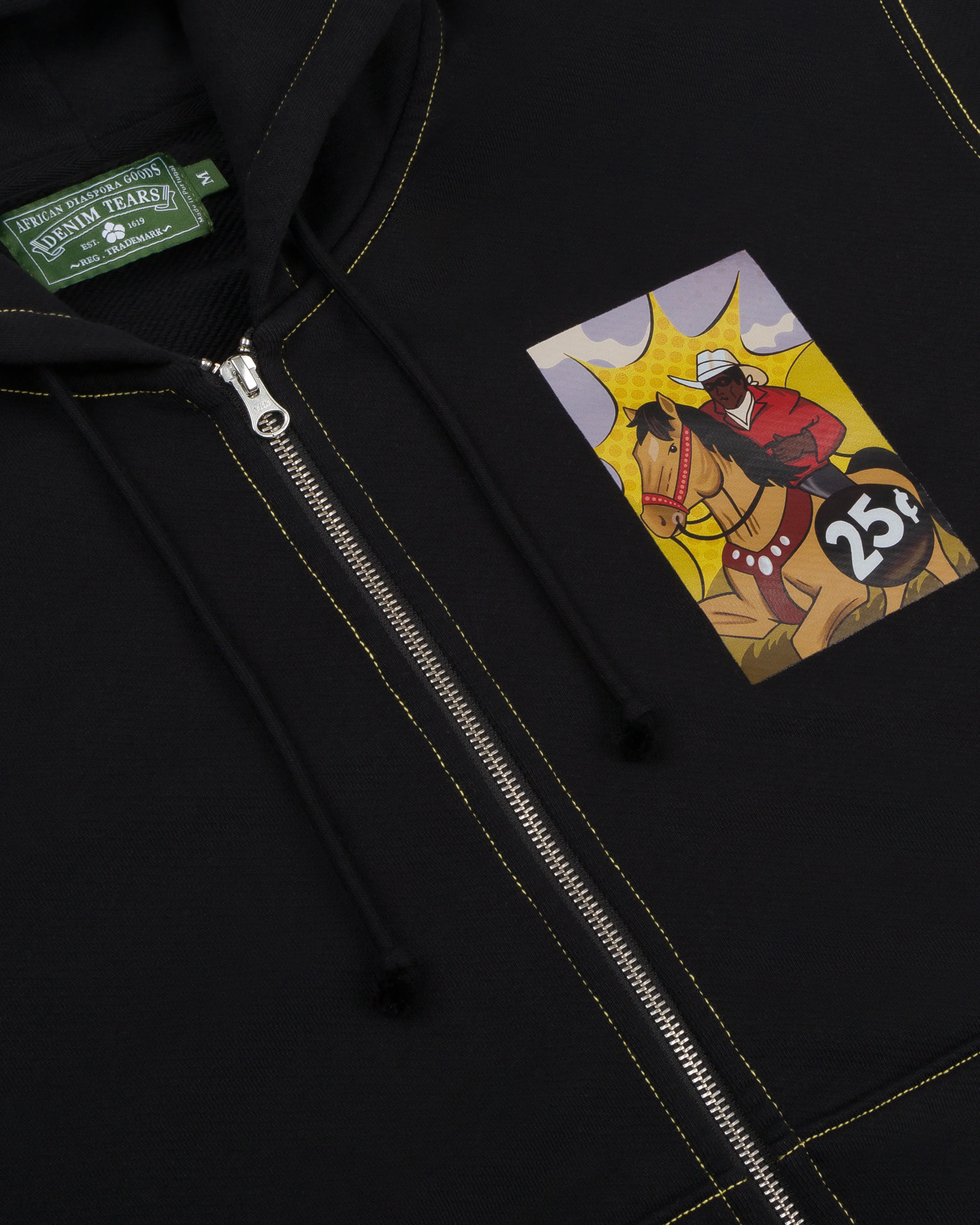 Denim Tears - Men’s Coin-Operated Horse Zip Hoodie - (Black)