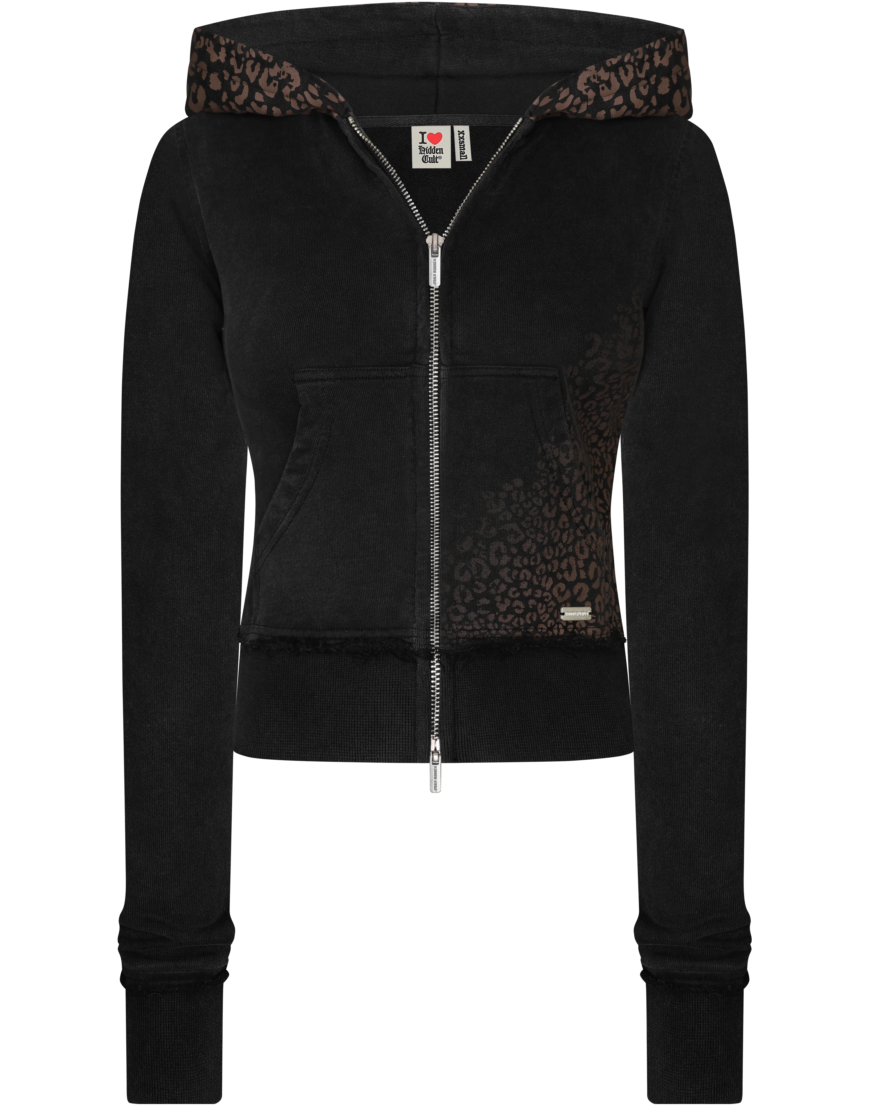 SOLD OUT - PRE-ORDER Vintage Black Cheetah Zip Hoodie