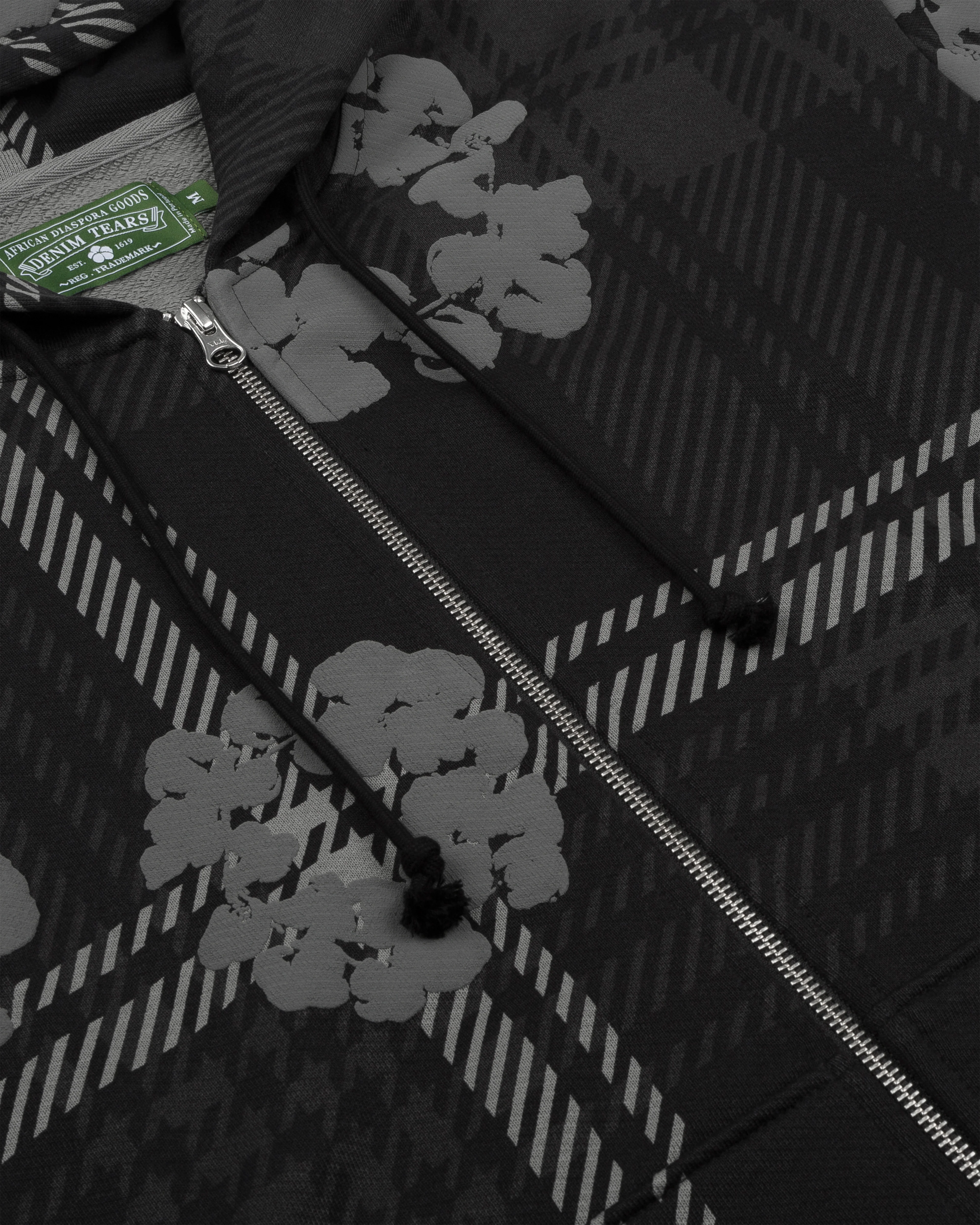 Denim Tears - Men's Plaid Cotton Wreath Zip Hoodie - (Black)