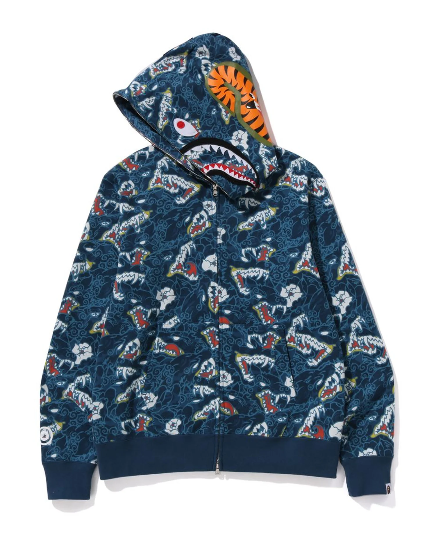 Japanese Tattoo Camo Shark Fz Hoodie