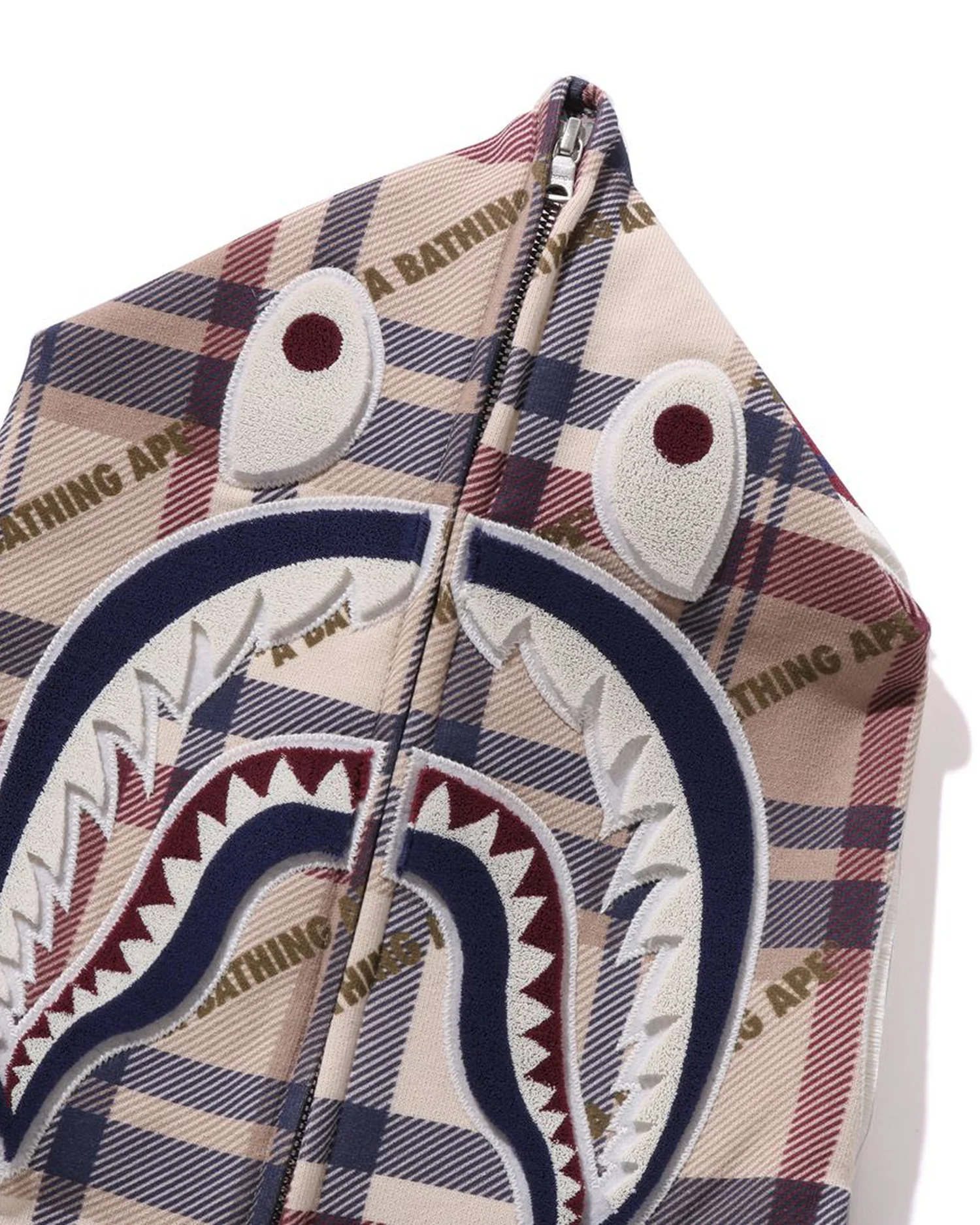 A Bathing Ape Logo Check Pattern Shark Full Zip Hoodie