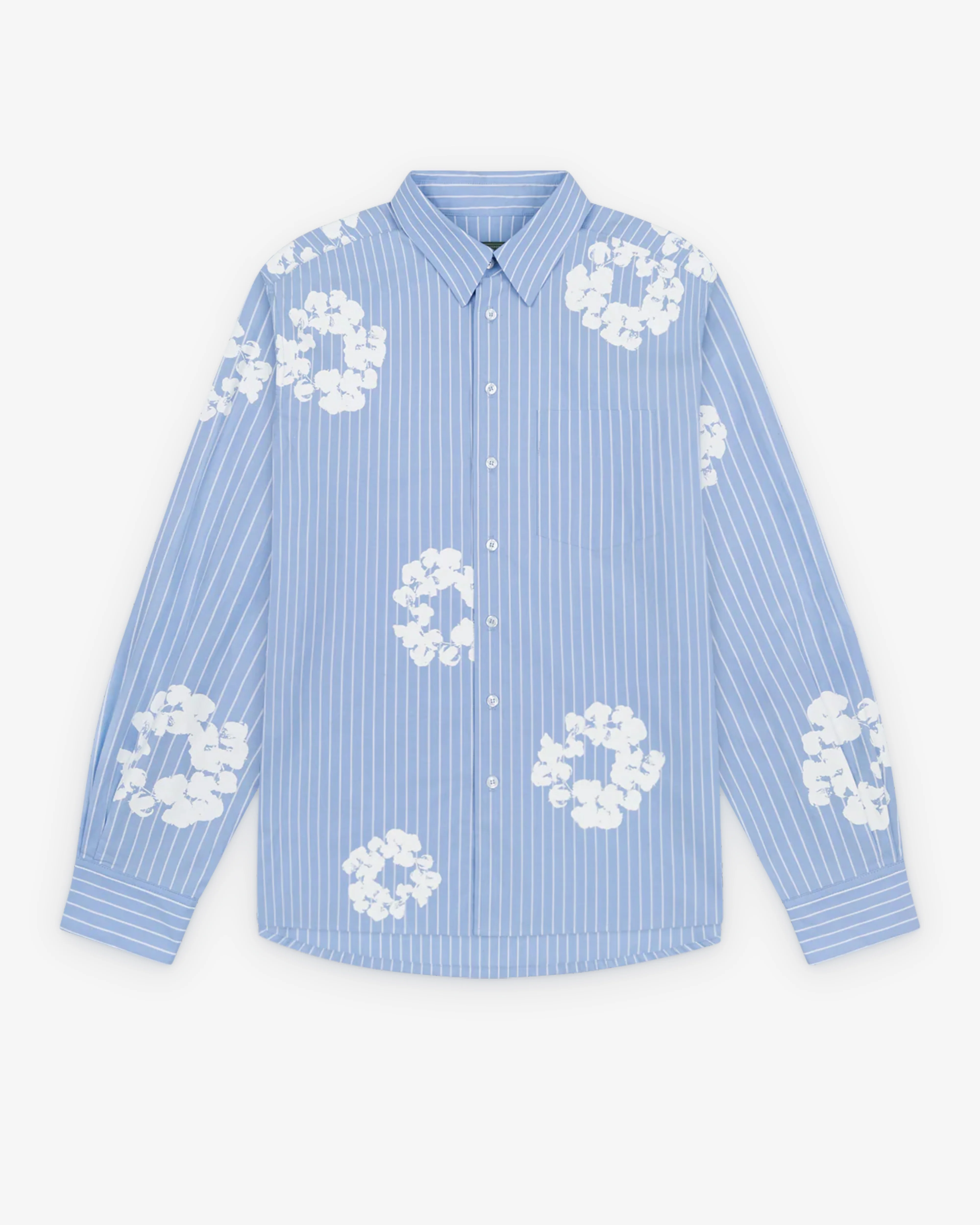 Denim Tears - Men's Cotton Wreath Oxford Shirt - (Blue Stripe)