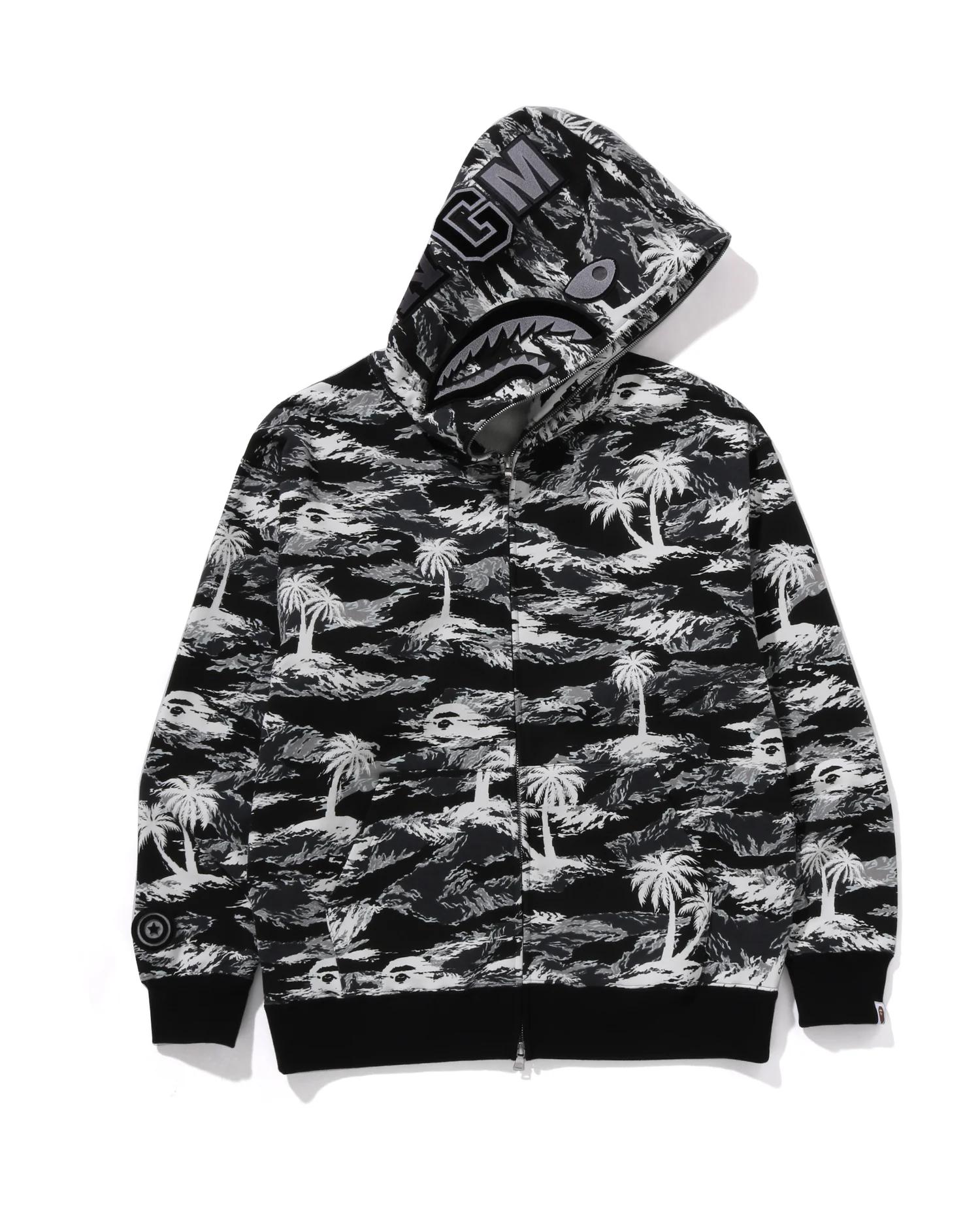 Palm Tree Camo Relaxed Fit Shark Full Zip Hoodie