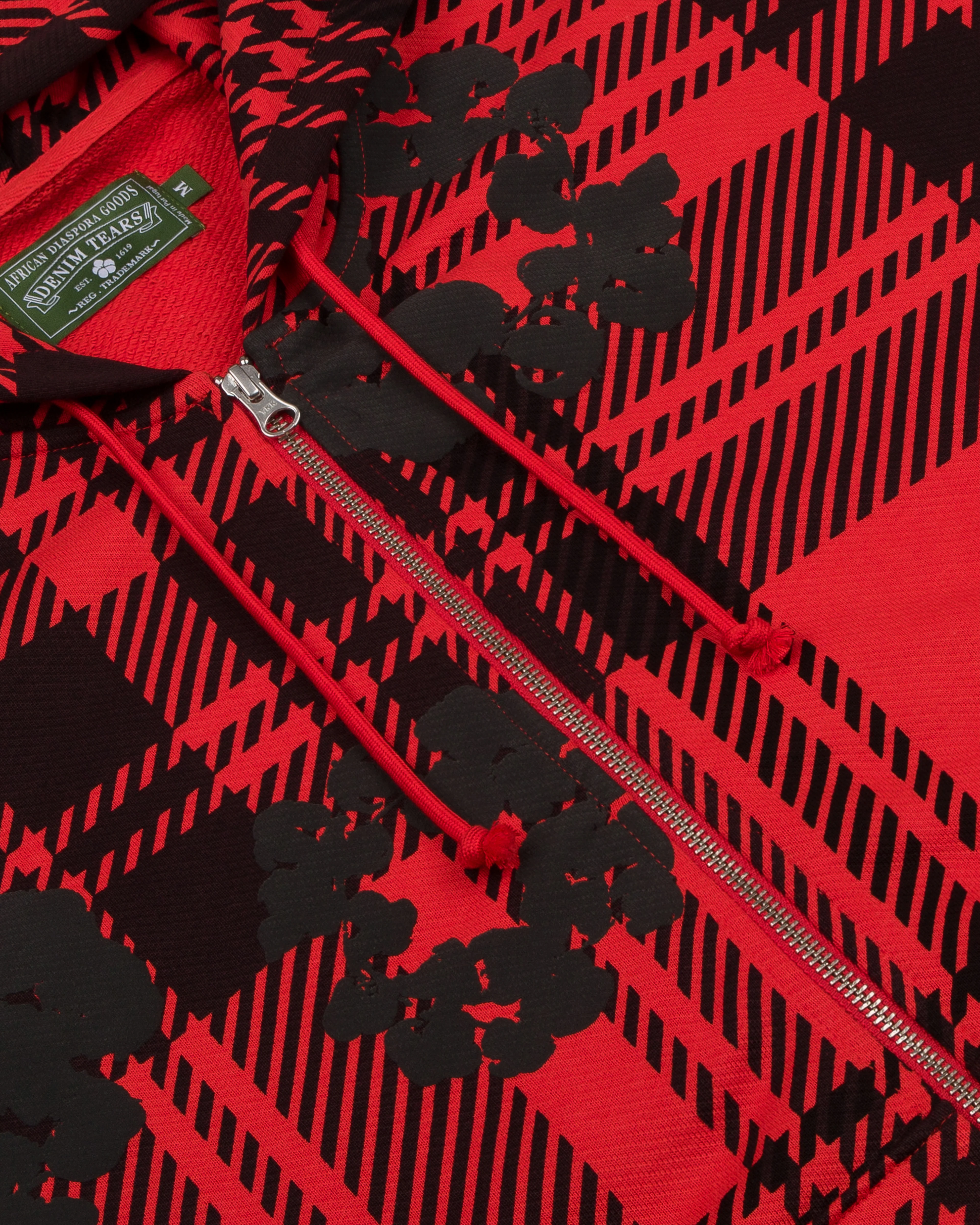 Denim Tears - Men's Plaid Cotton Wreath Zip Hoodie - (Red)