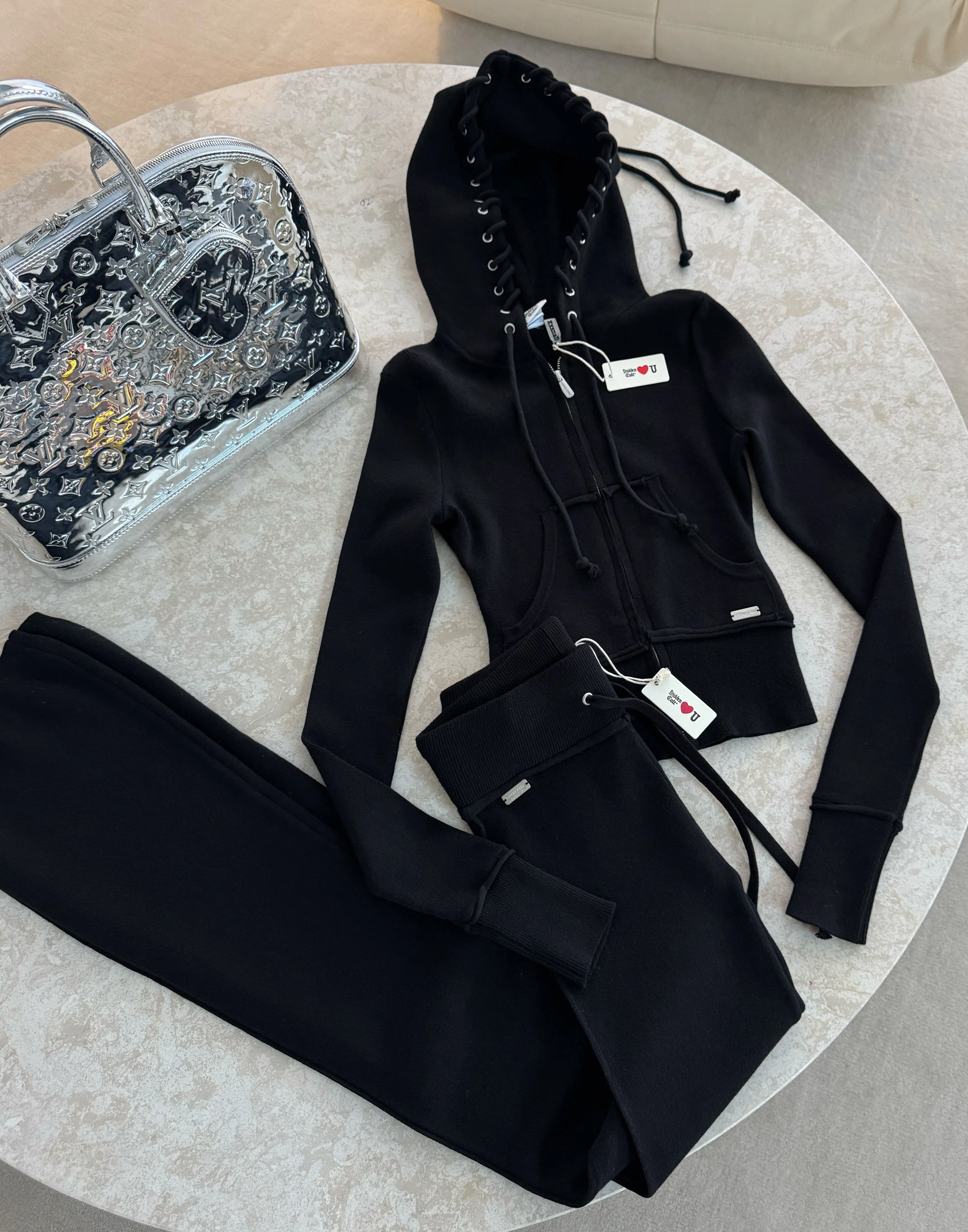 SOLD OUT - Jet Black Soft Knit Set