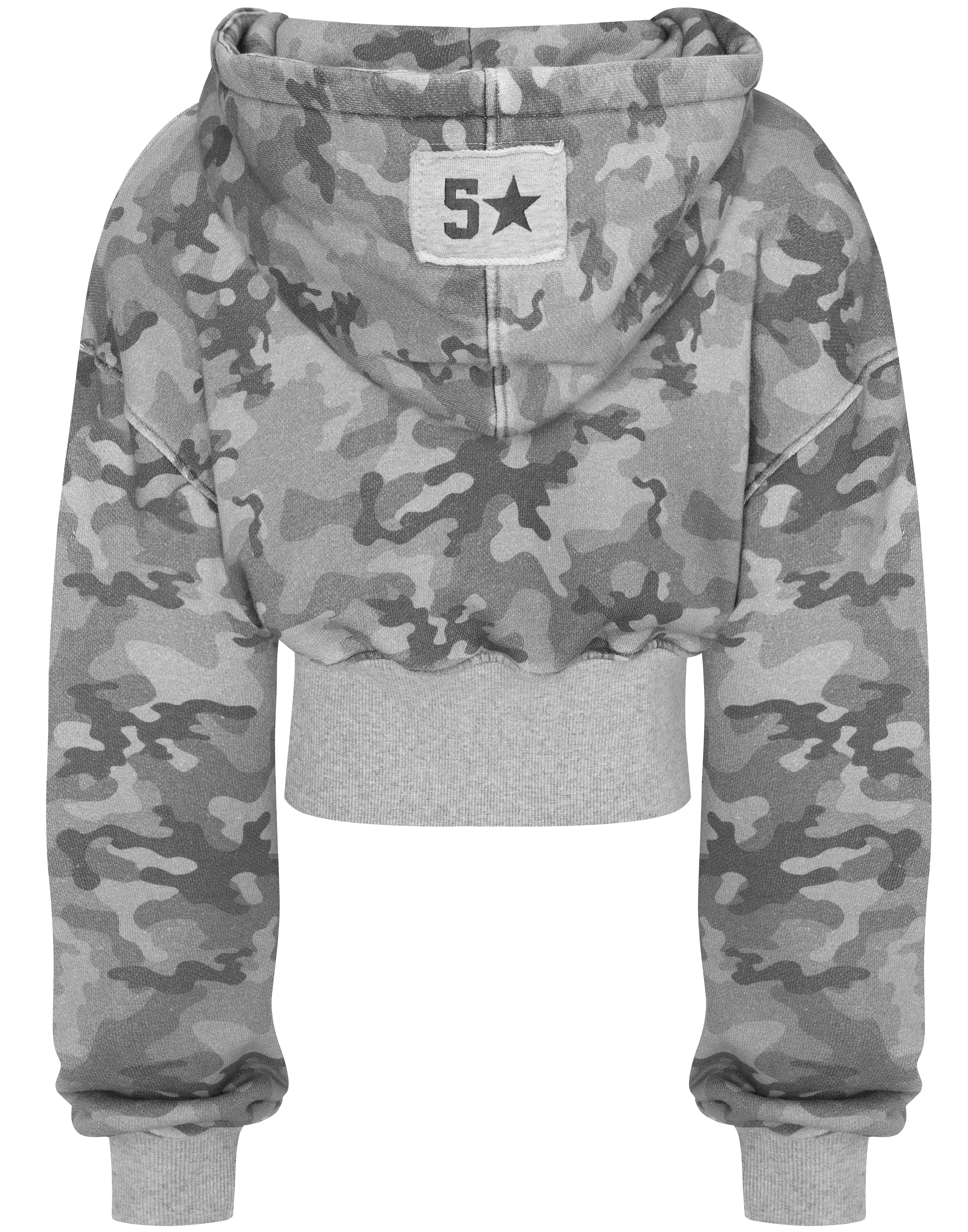 Grey Camo Baggy Cropped Zip Hoodie