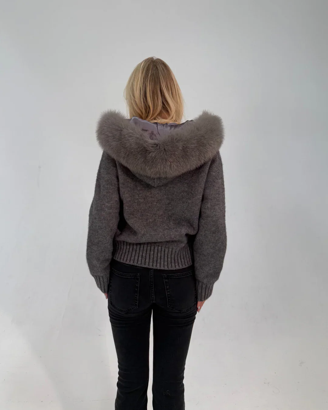 FUR ZIP JACKET GREY