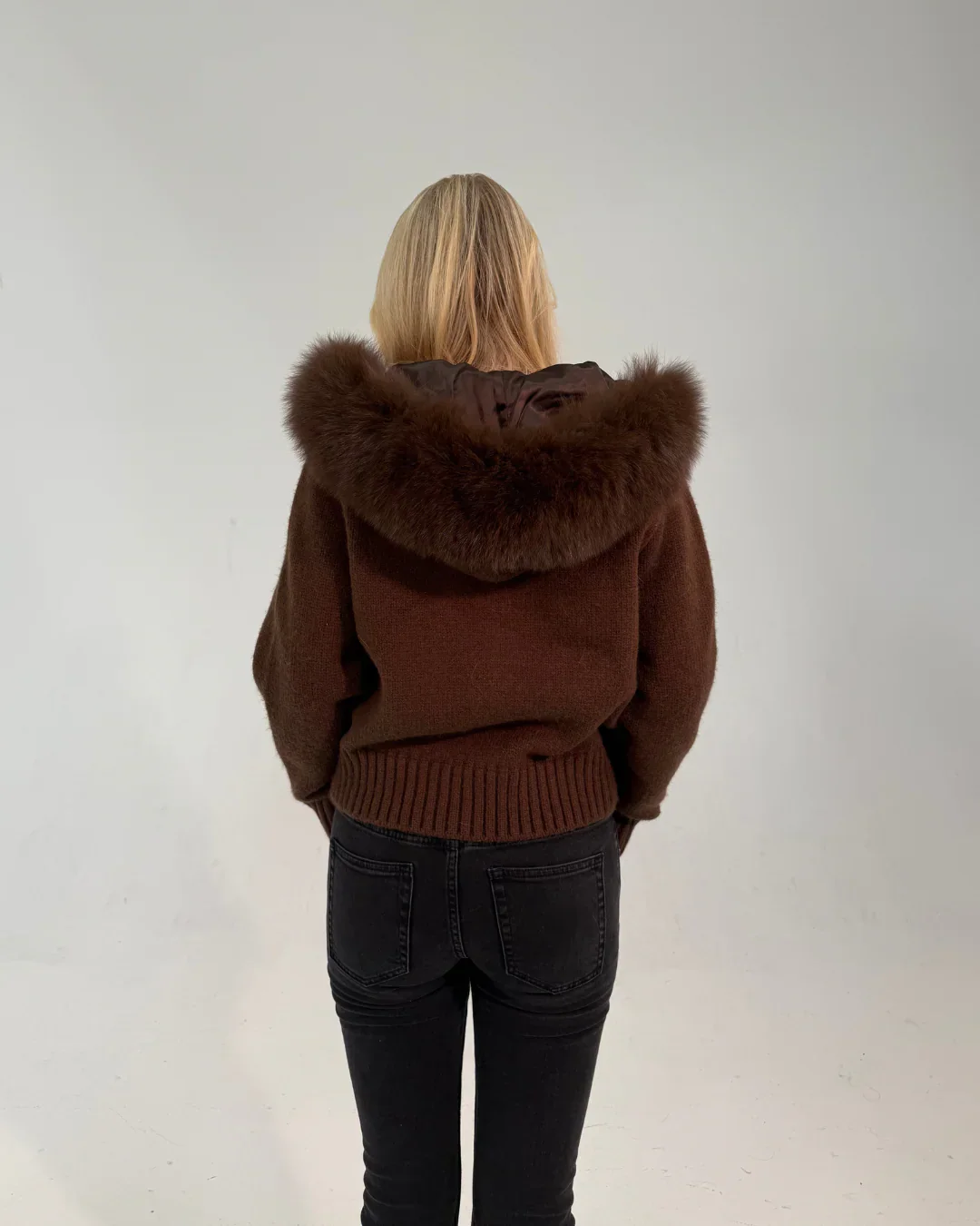 FUR ZIP JACKET CHOCOLATE
