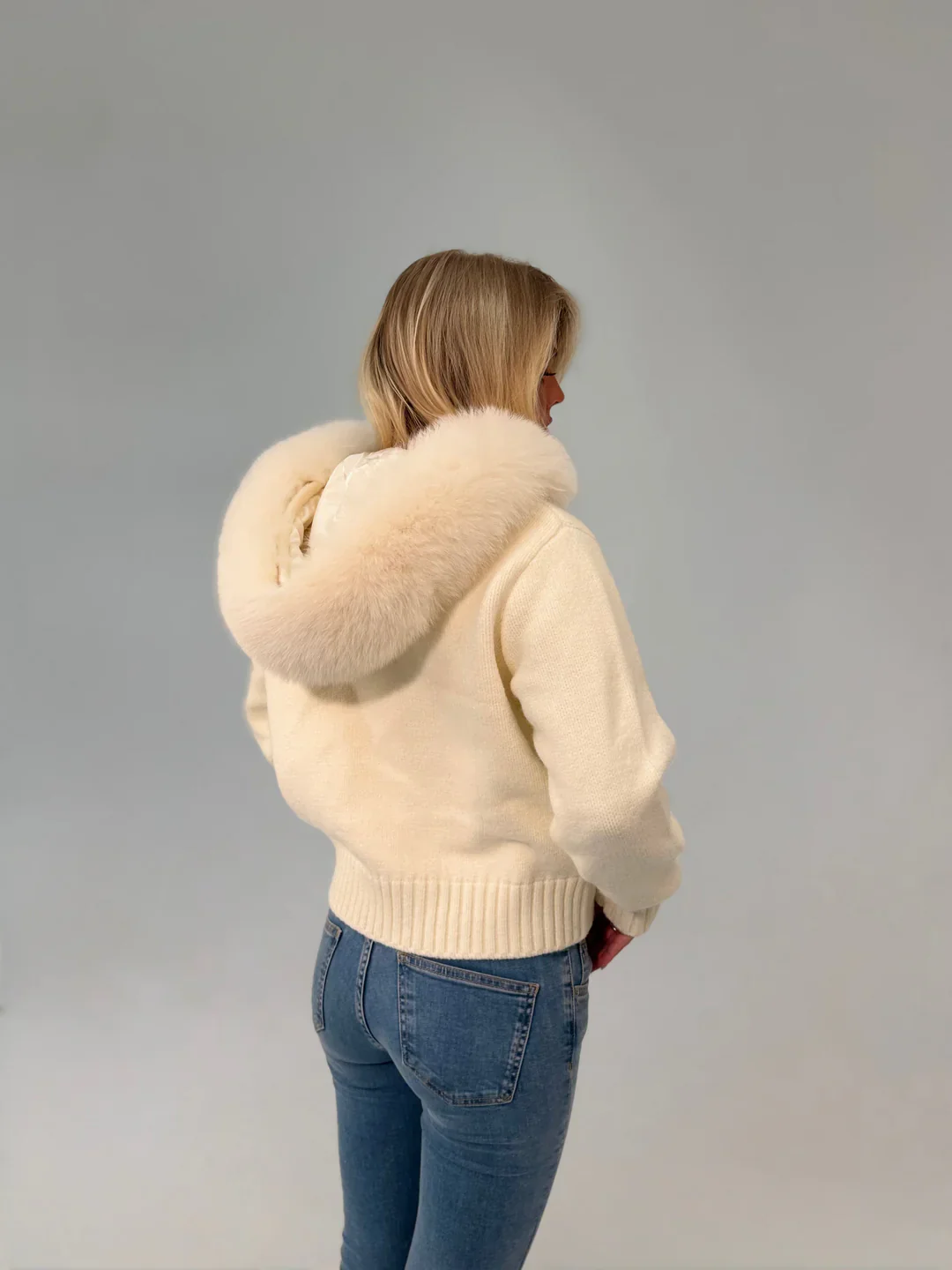 FUR ZIP JACKET WHITE