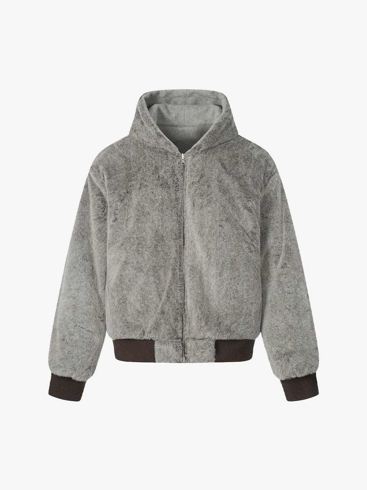 Retro Reversible Fleece Lined Zip-up Hooded Jacket