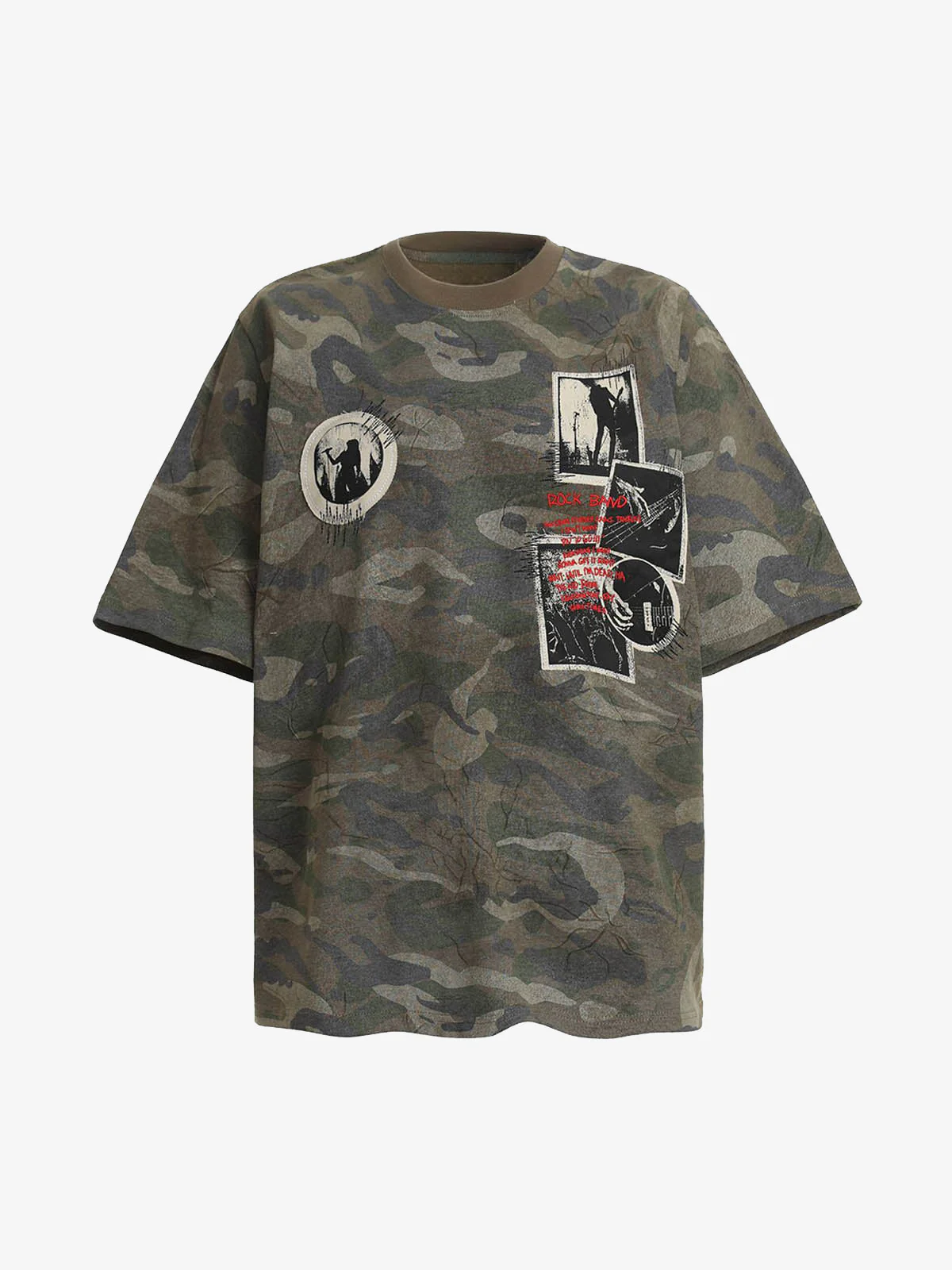Camouflage Patchwork Graphic T-Shirt