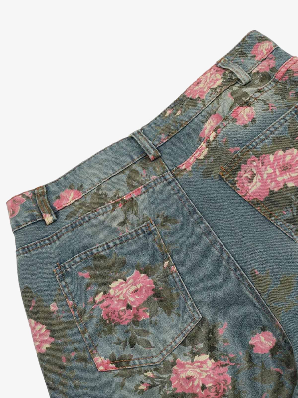 Thesupermade Floral Print Straight Jeans - 2409