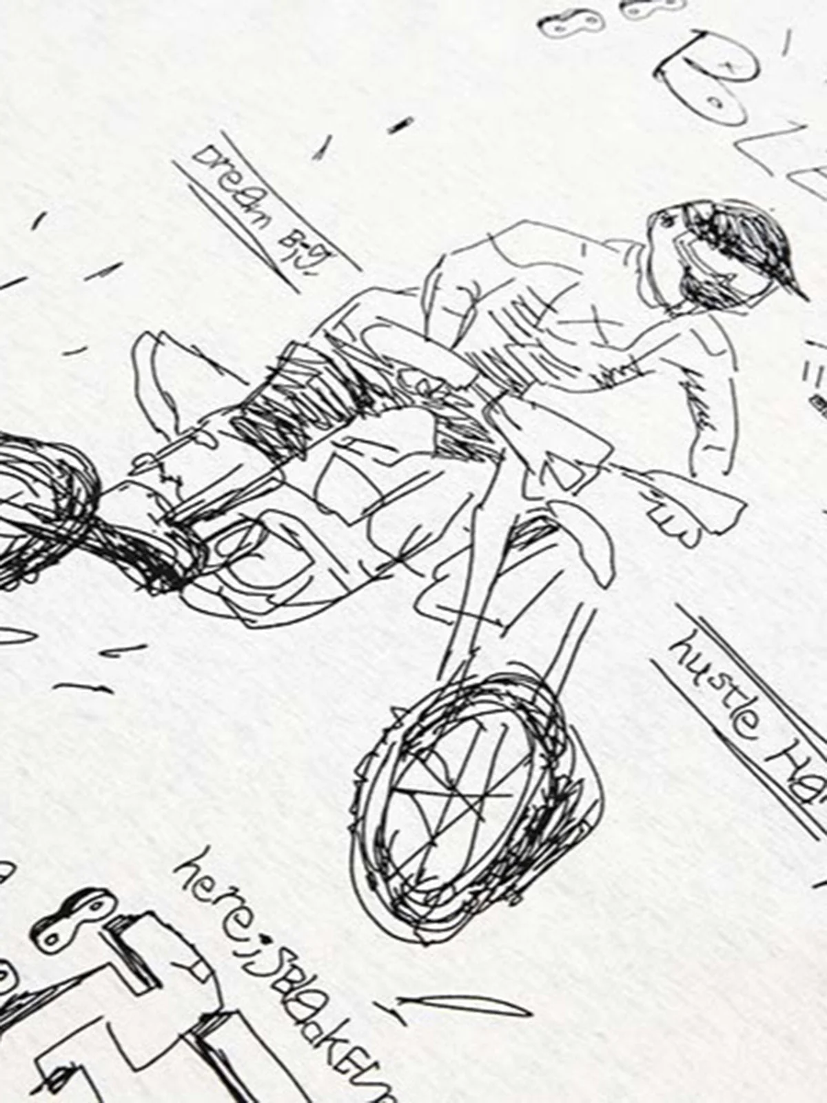 Hand-painted Cartoon Characters Printed Long-Sleeved T-Shirt