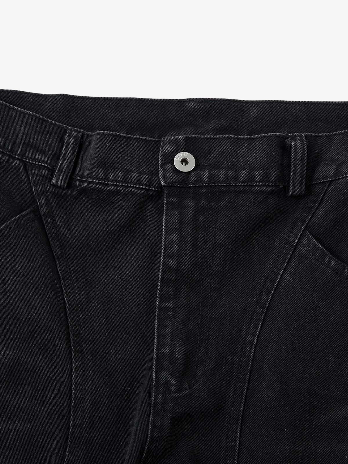 Washed Distressed Multi-Pocket Cargo Jeans