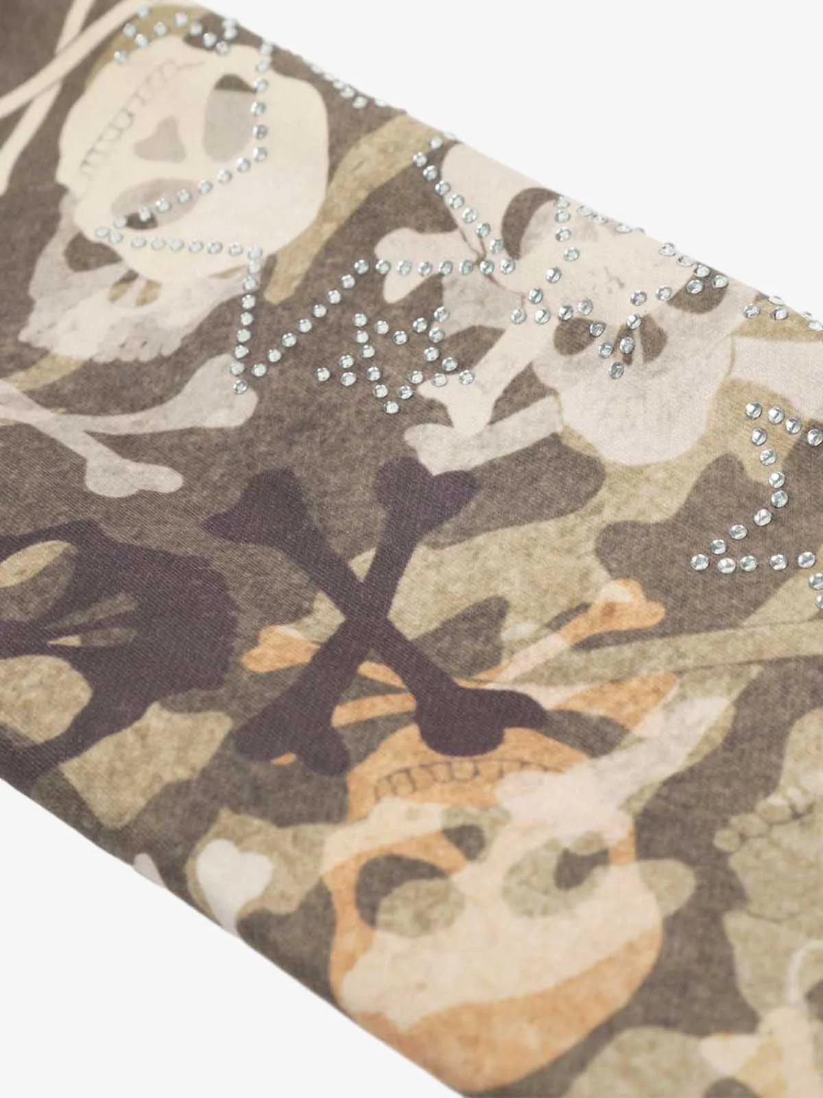 Skull Camouflage Fur Collar Hot Diamond Hooded Jacket - 2507