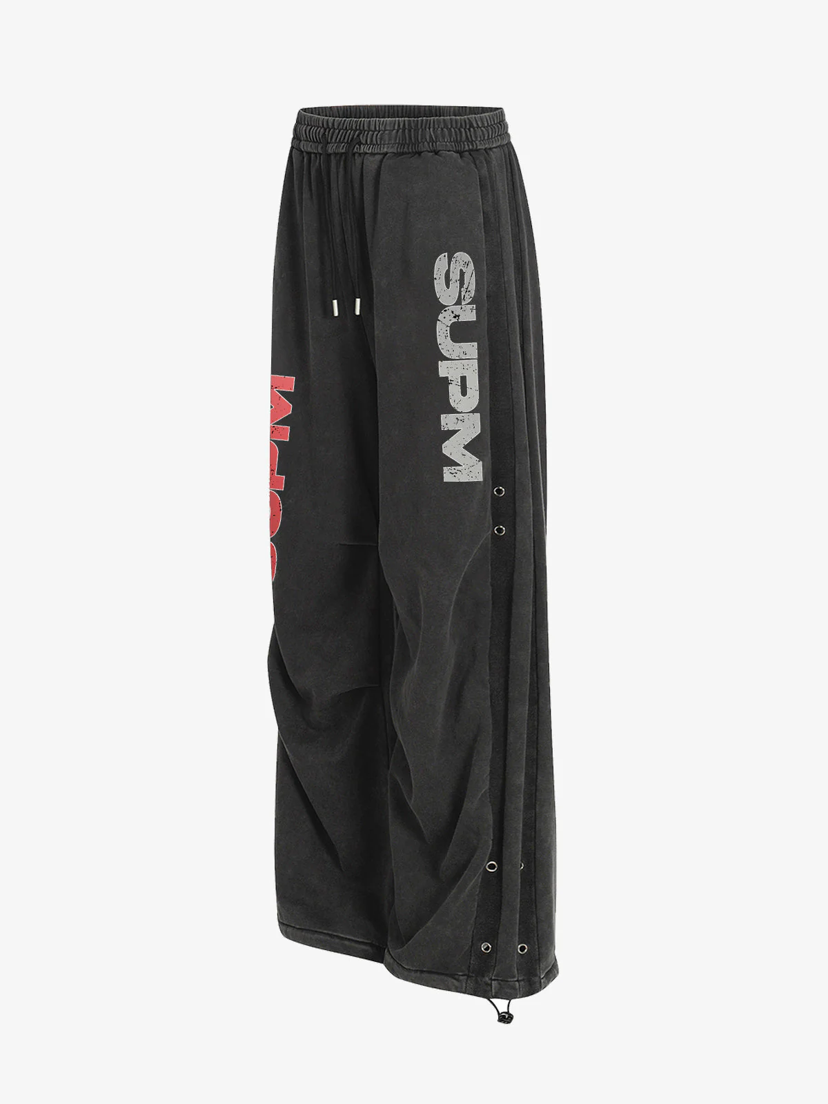 Street Washed Mottled Rivet Letter Print Baggy Sweatpants