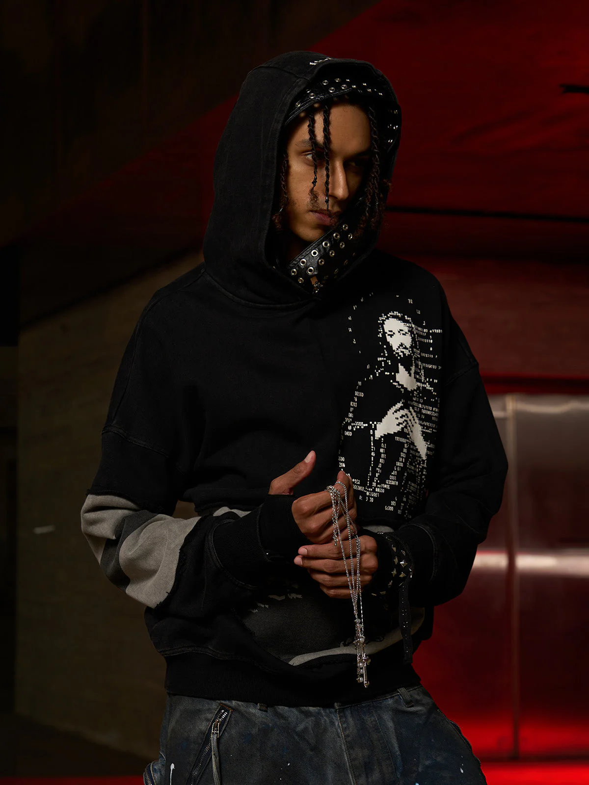 Distressed Electronic Exorcist Print Hoodie