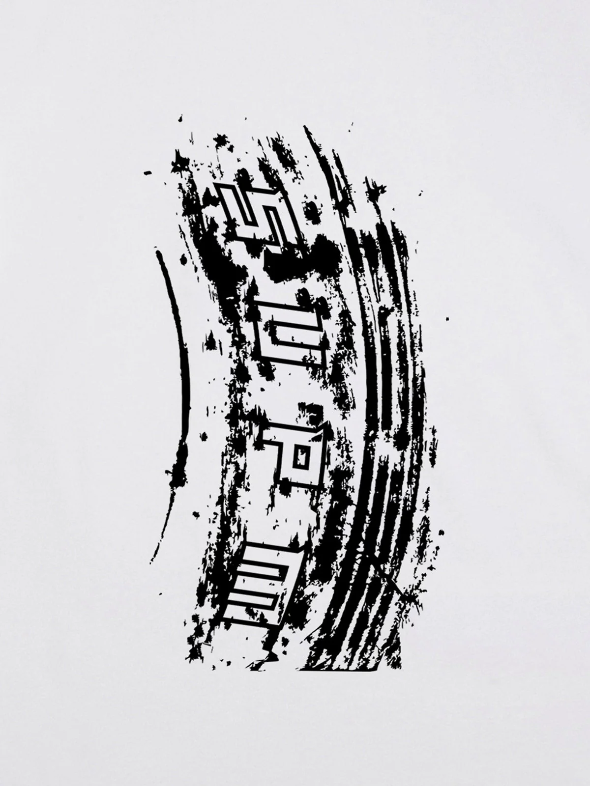Tire Print Lettering T-Shirt
