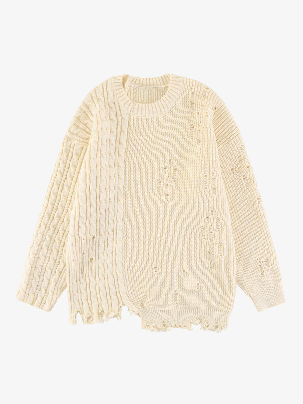 Cable Knit Crochet Hole Sweater