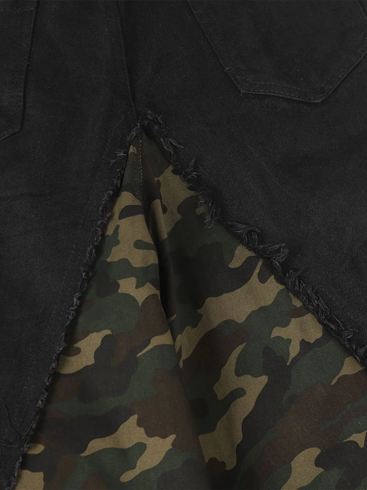 Retro Camouflage Faux Two-Piece Detachable Patchwork Pants