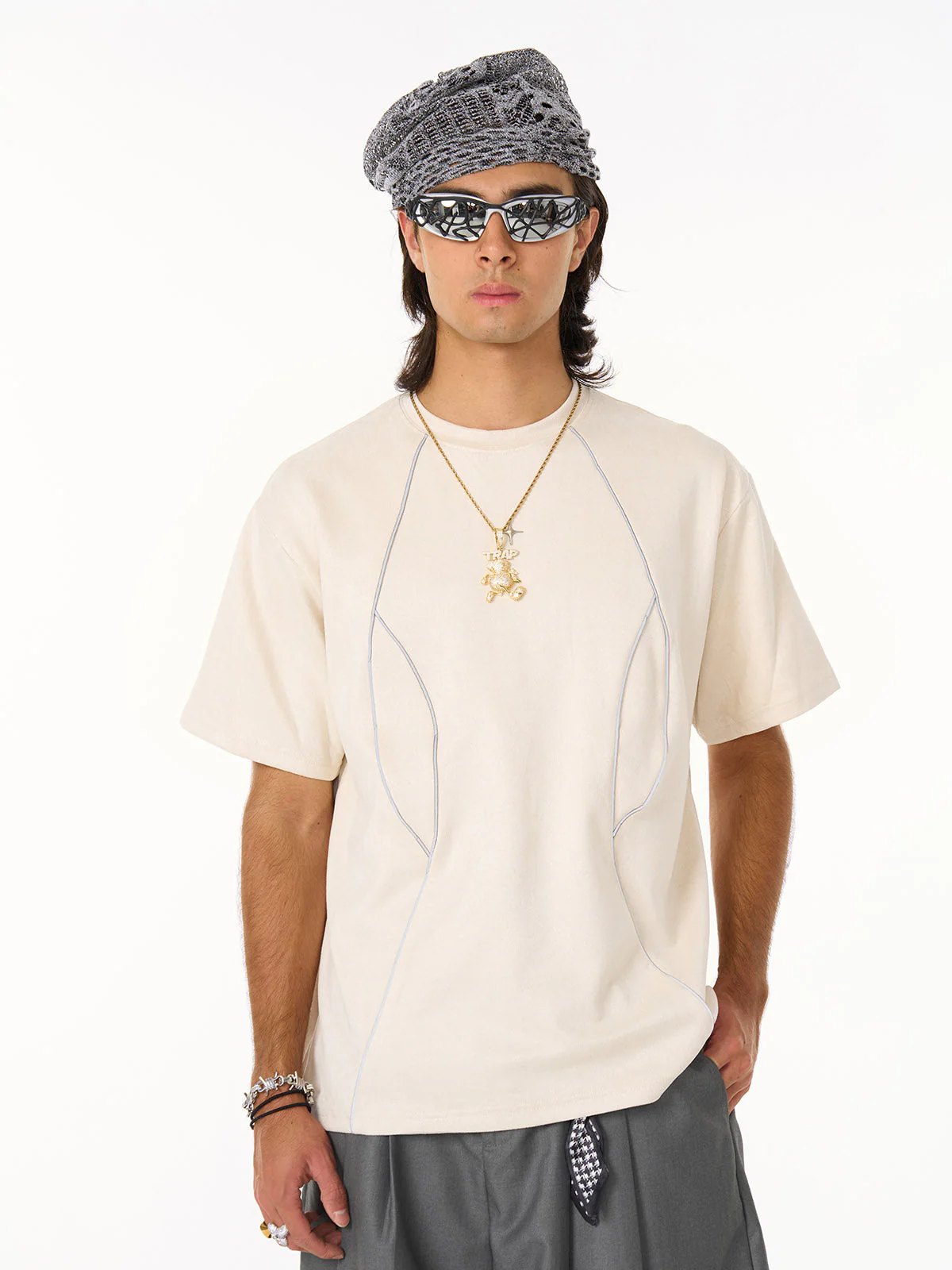 Functional Deconstructed Split Short-Sleeved T-Shirt - 2437