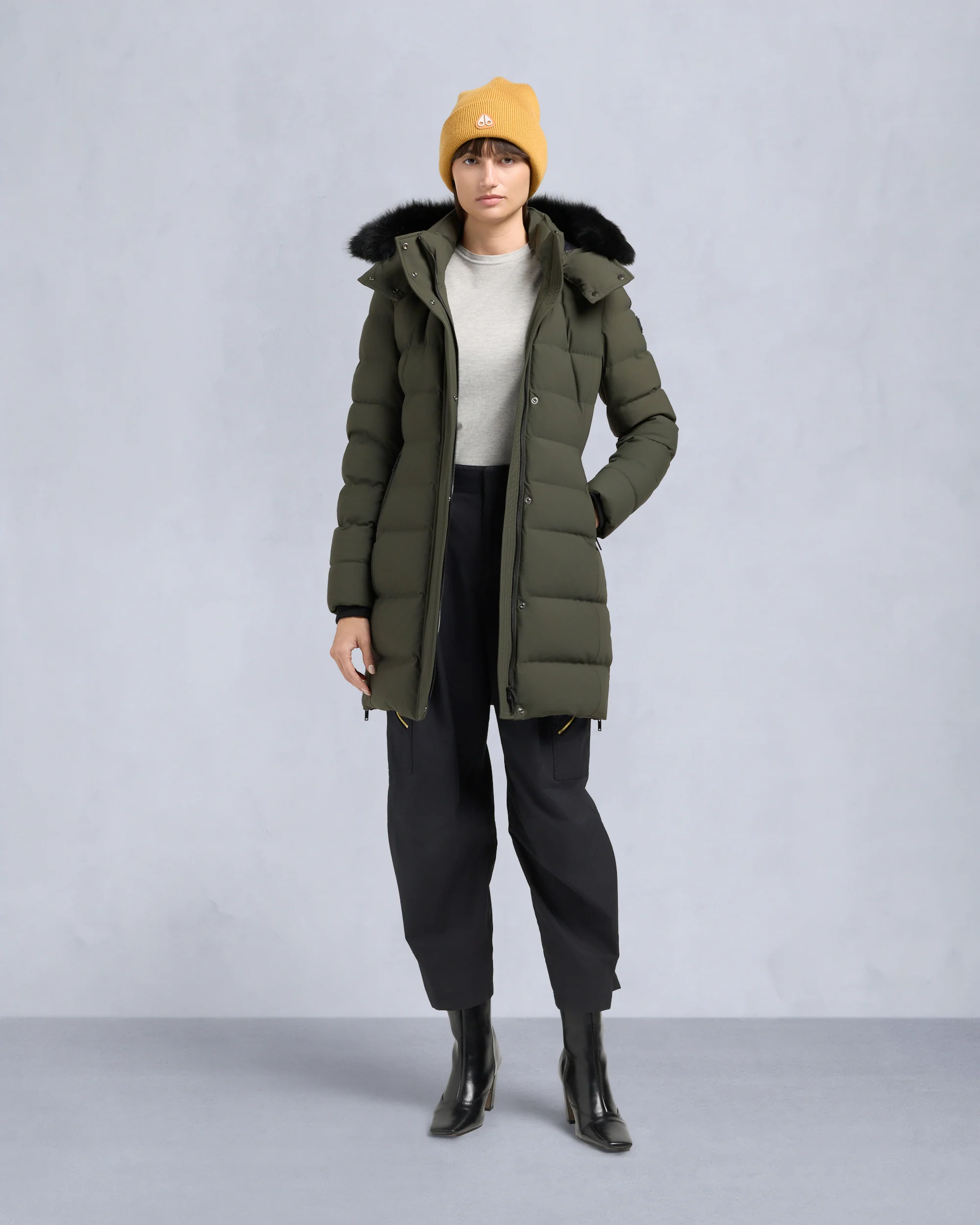 NYLUXE WATERSHED SHEARLING TRIM PARKA