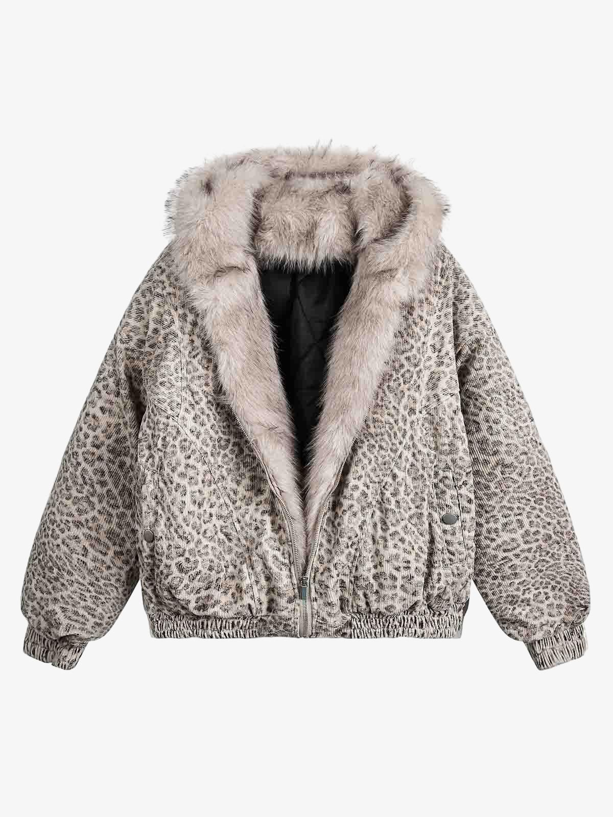 Cotton Cheetah Print Mink Fur Hooded Jacket - 2270