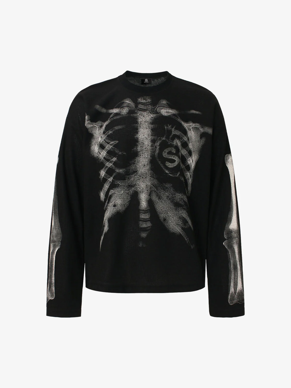 Skeleton Graphic Waffle Sweatshirt - 2495