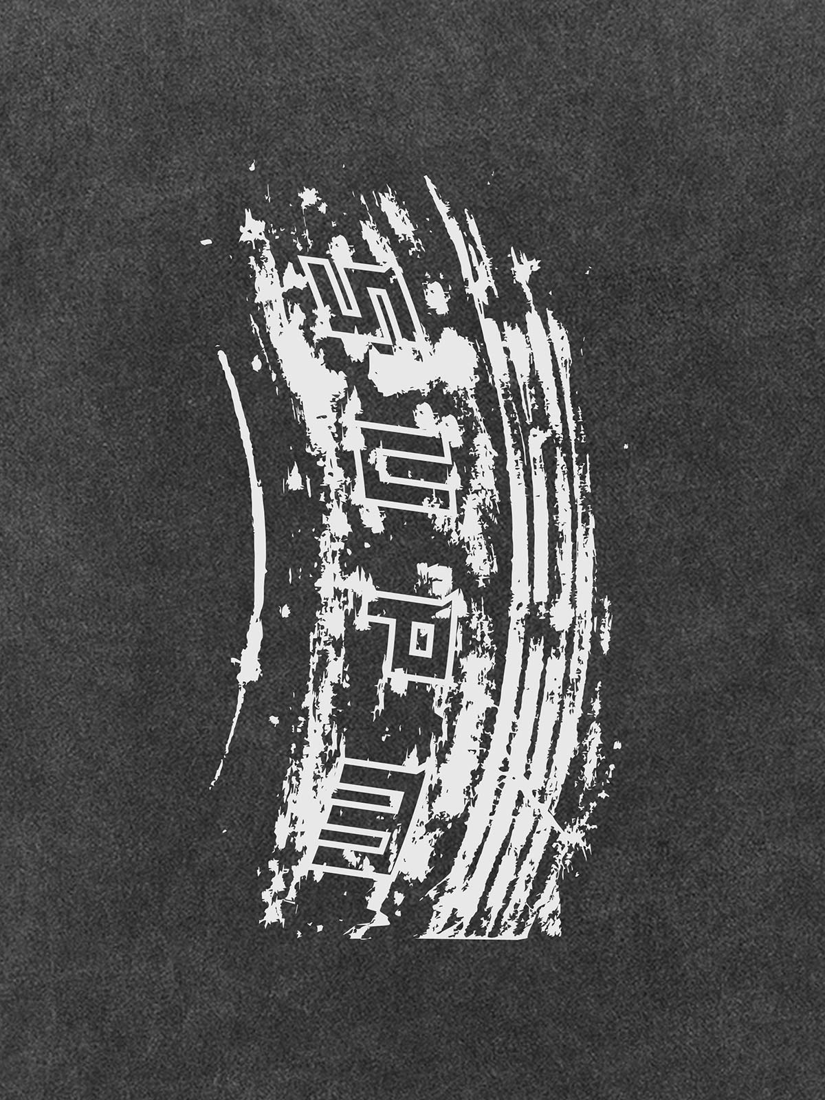 Tire Print Lettering T-Shirt