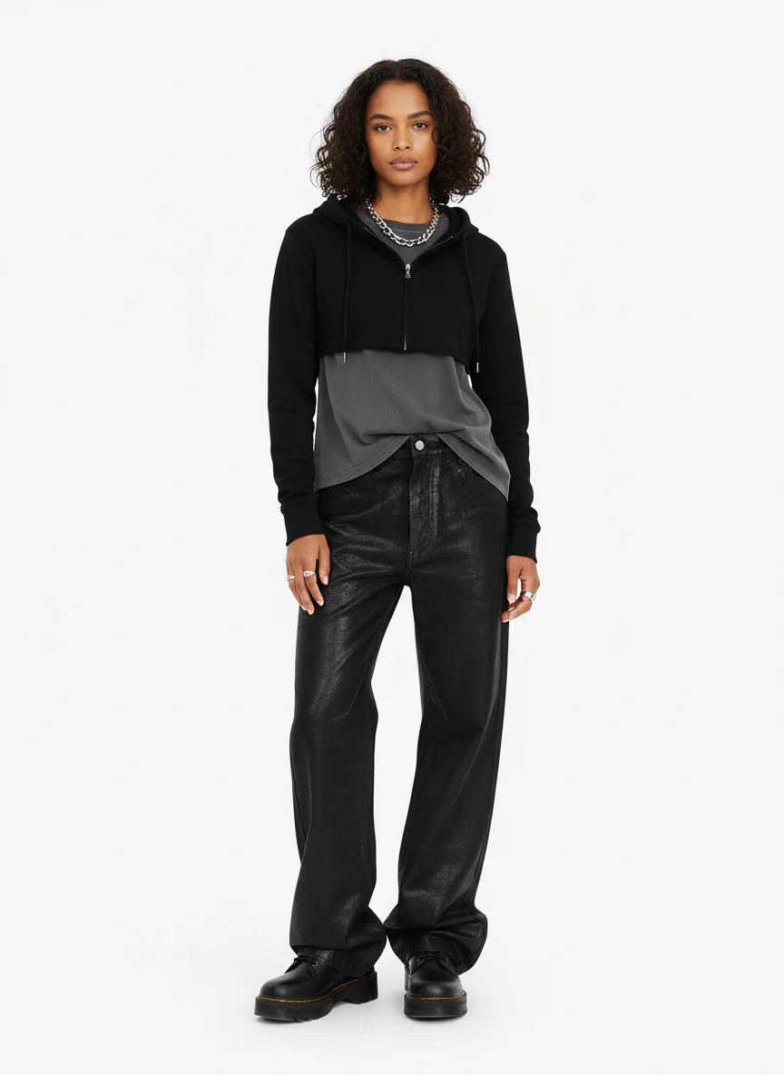 Thesupermade Black Wax Coated Flare Jeans - 2212