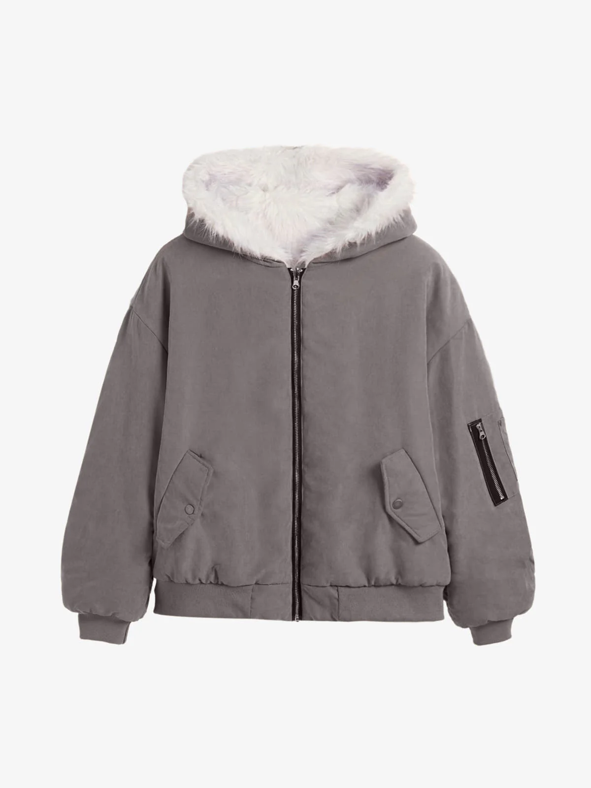 Oversized Reversible Fur Hooded Jacket - 2544
