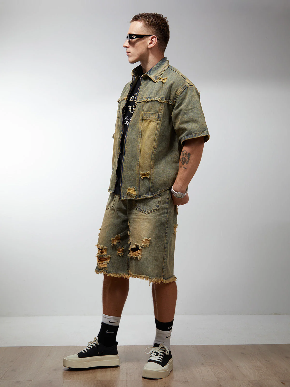 Denim Distressed Ripped Suit - 2460