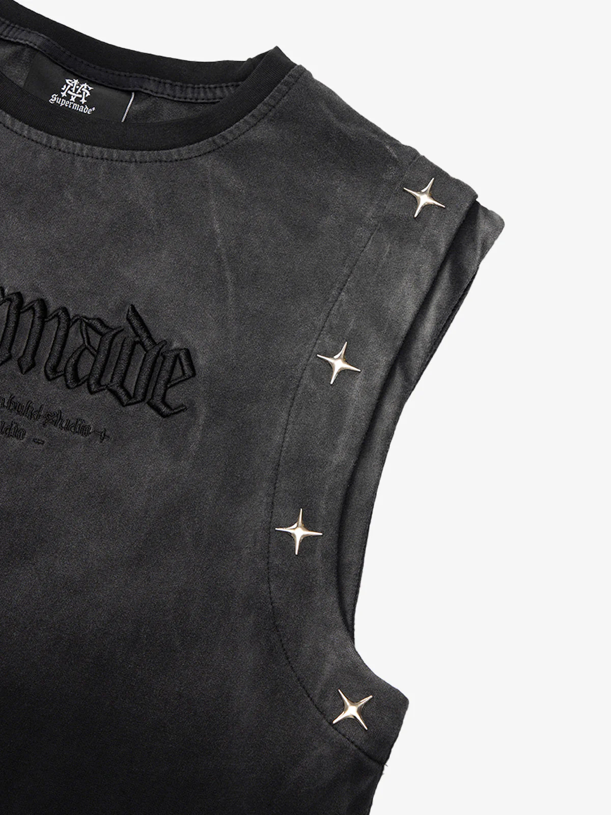 Jersey Knit Gradient Embroidered Stars Tank Top - 2461