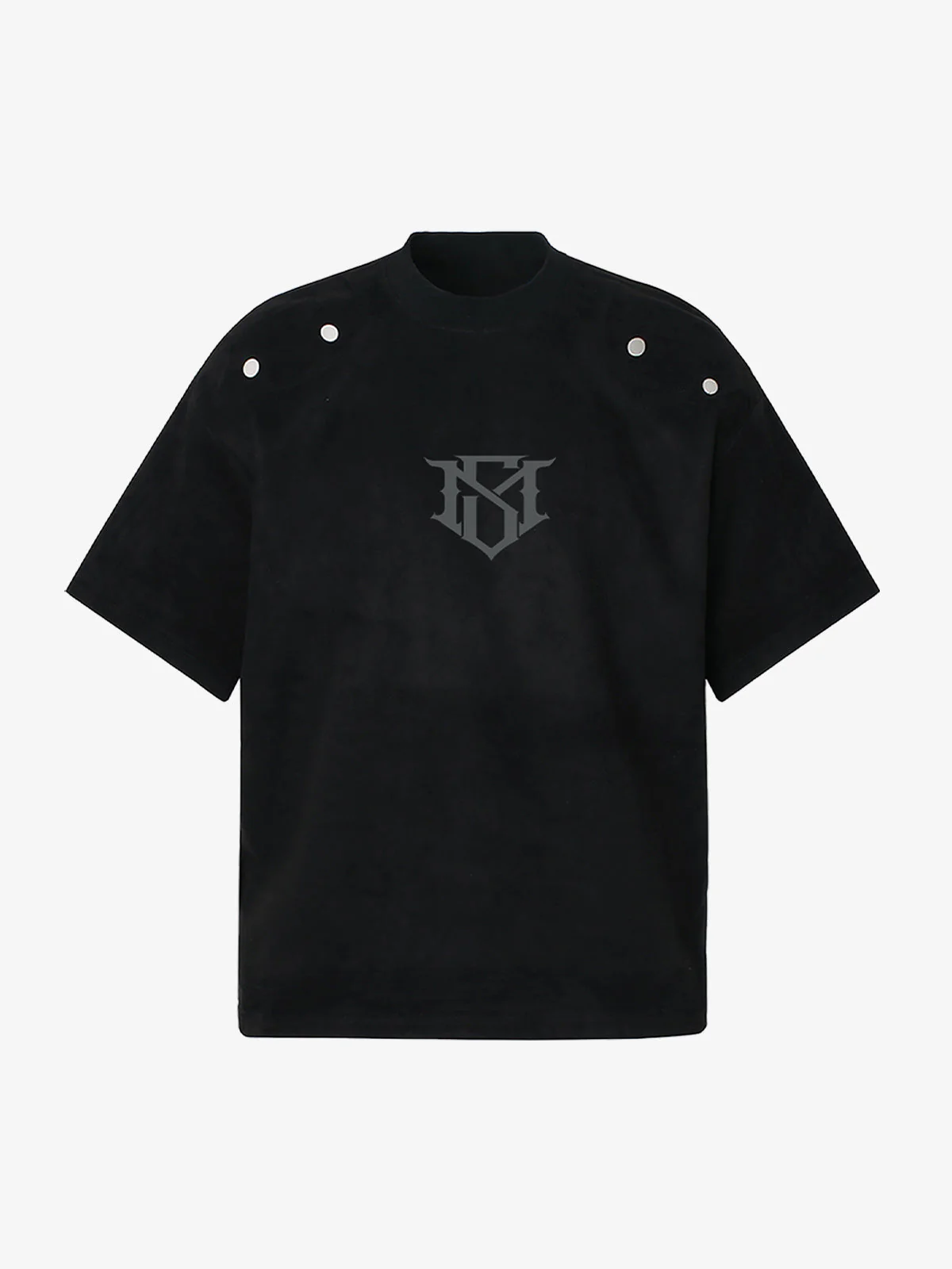 Metallic Print Suede Crew Neck T-Shirt