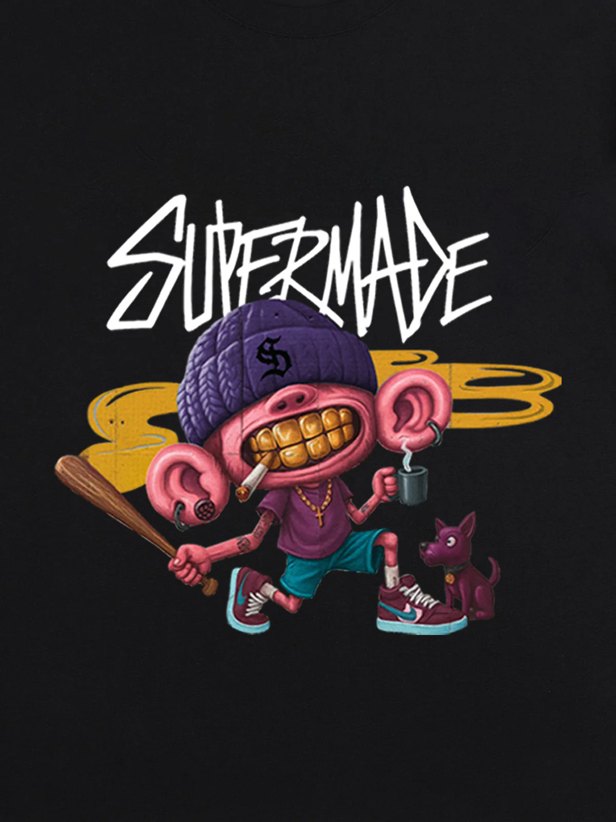 Thesupermade Cartoon Graffiti Trendy Weird Kid T-Shirt