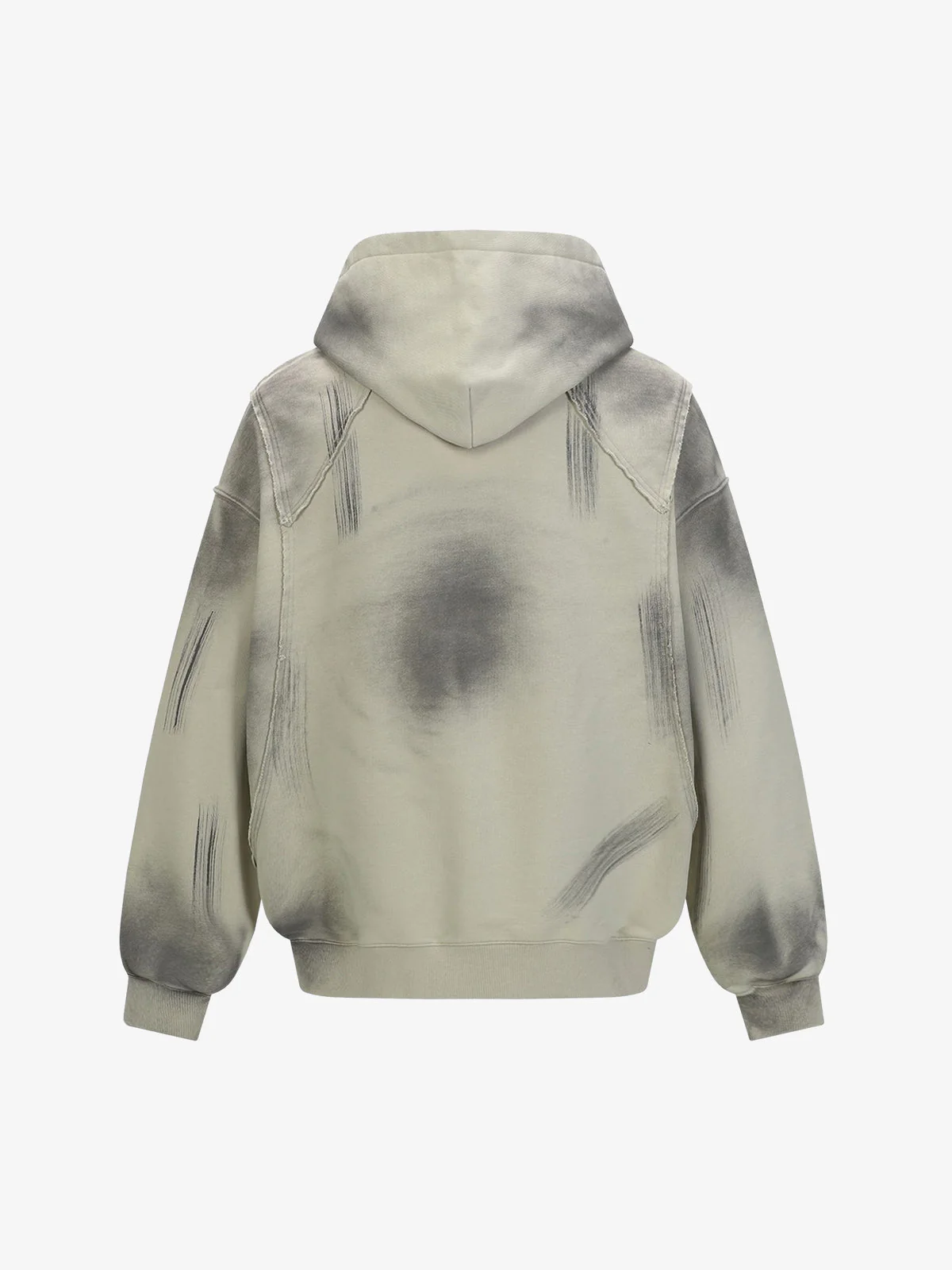Hip-Hop Wasteland Ink-Dyed Raw Edge Hoodie