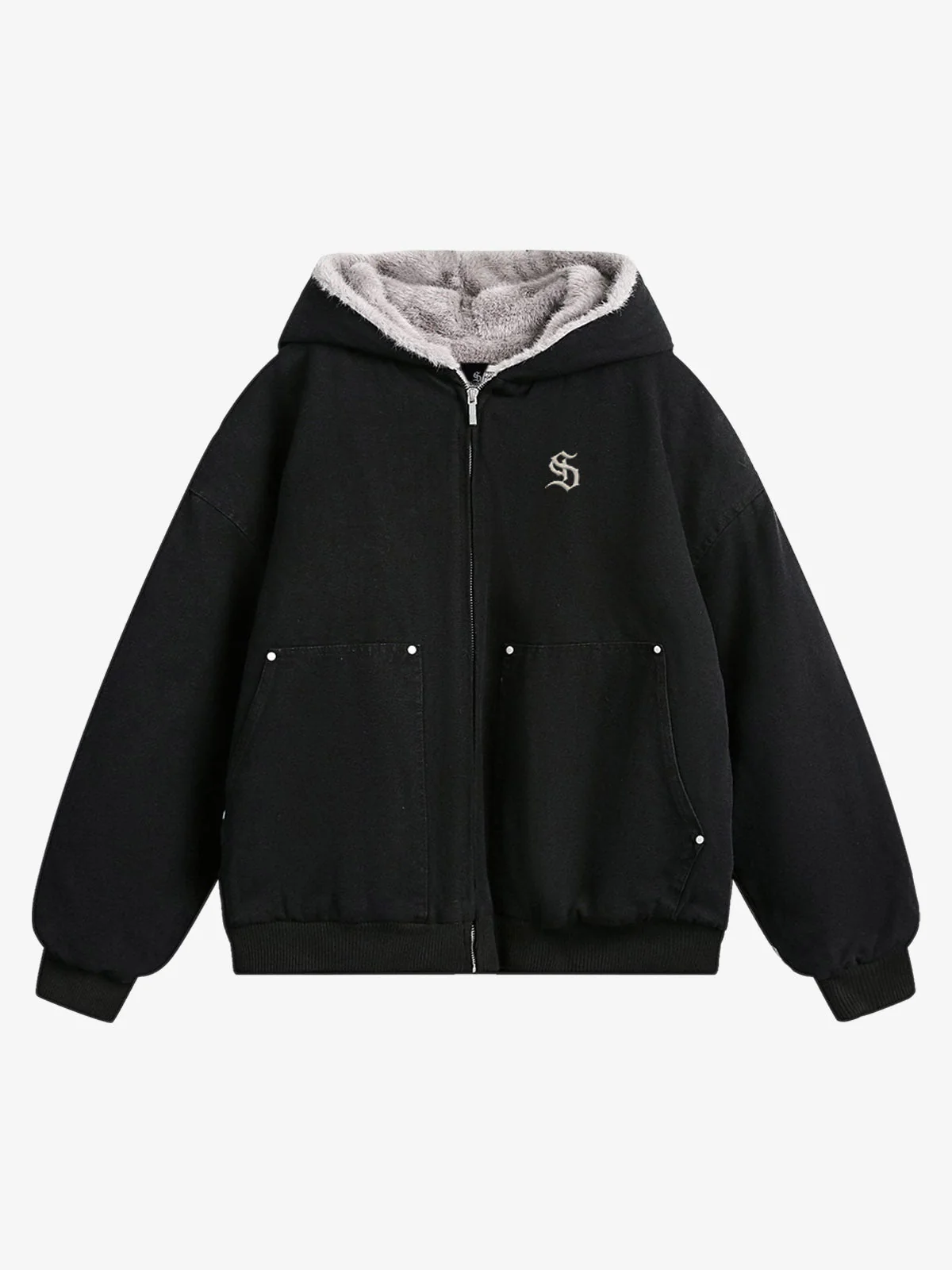 Thesupermade Fur Hooded Zip Up Quilted Jacket - 2510