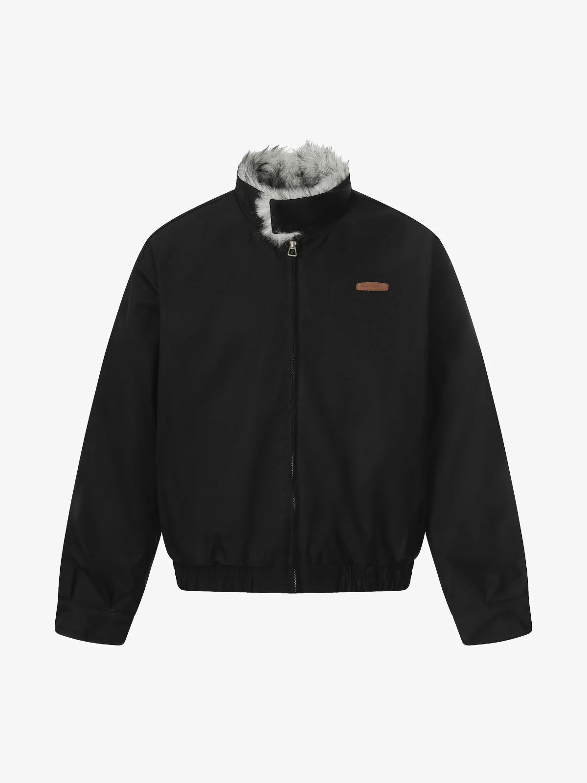 Vintage Stand Collar Fur Lined Bomber Jacket